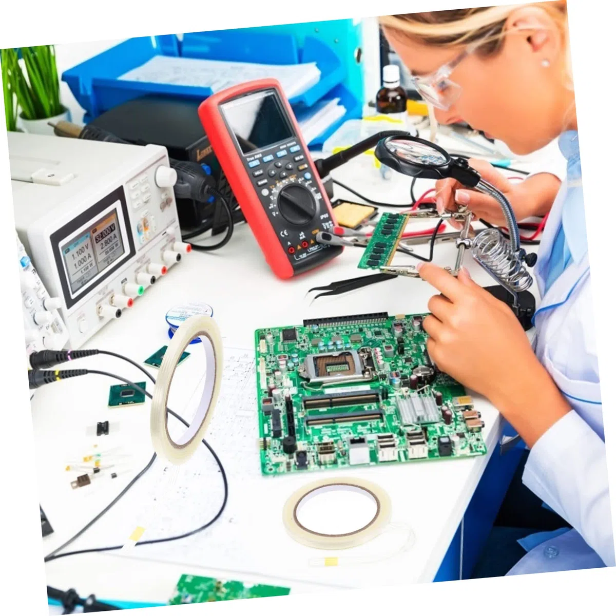 Gatuida Nastro Adesivo Trasparente Professionale in Fibra Di Vetro 1 Cm, Resistente All’usura e All’umidità, Confezione Da 6 Pezzi Da 25 m Per Imballaggi e Rinforzi Industriali
