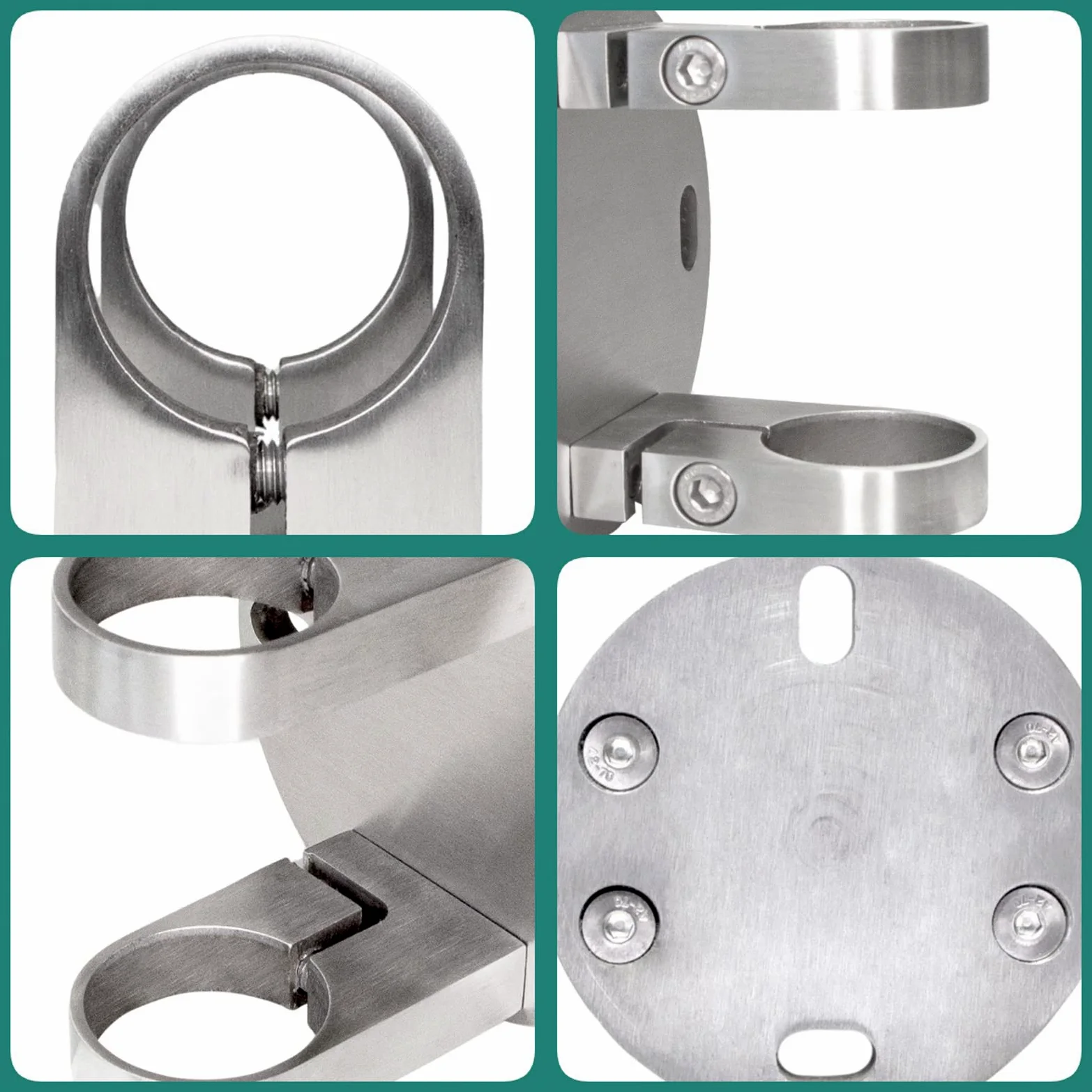 PRIOstahl Ancoraggio da parete in acciaio inox V2A, supporto per pali da 42,4 mm, supporto da parete, resistente alla corrosione, per interni ed esterni