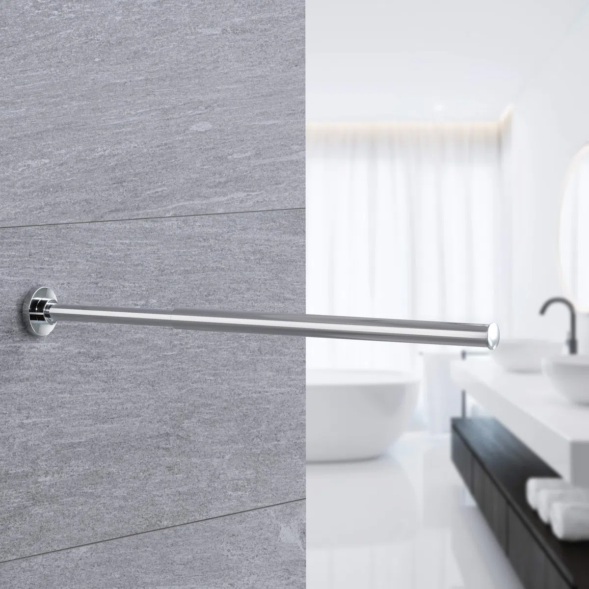 Gedotec Asta portasciugamani estensibile | Portasciugamani in alluminio resistente, lucido e cromato | modello asciugamano | Portasciugamani da parete per tutti i tipi di bagno | con 1 asta | 1 pezzo