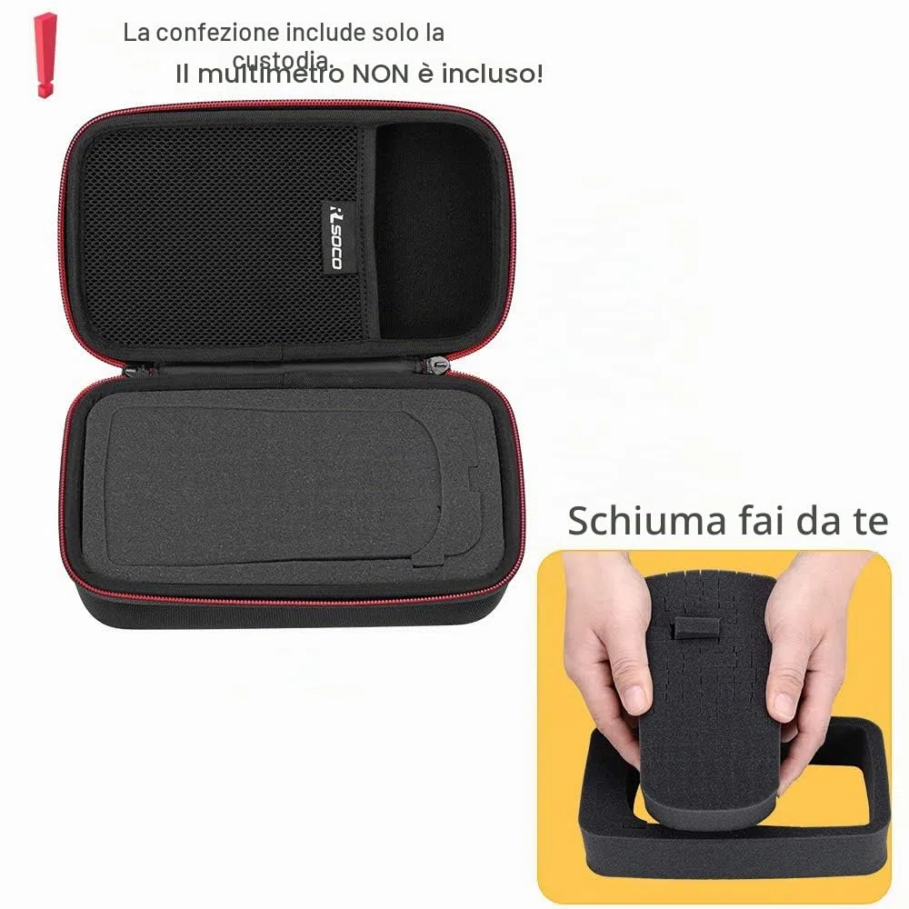 RLSOCO Custodia per Fluke multimetro 113/116/117/175/115/114/179/177/233/88/87V/F17B Custodia Rigida per PeakTech multimetro 2695/3442/3441/3440/3355/3360/3690 (Cerniera rossa)