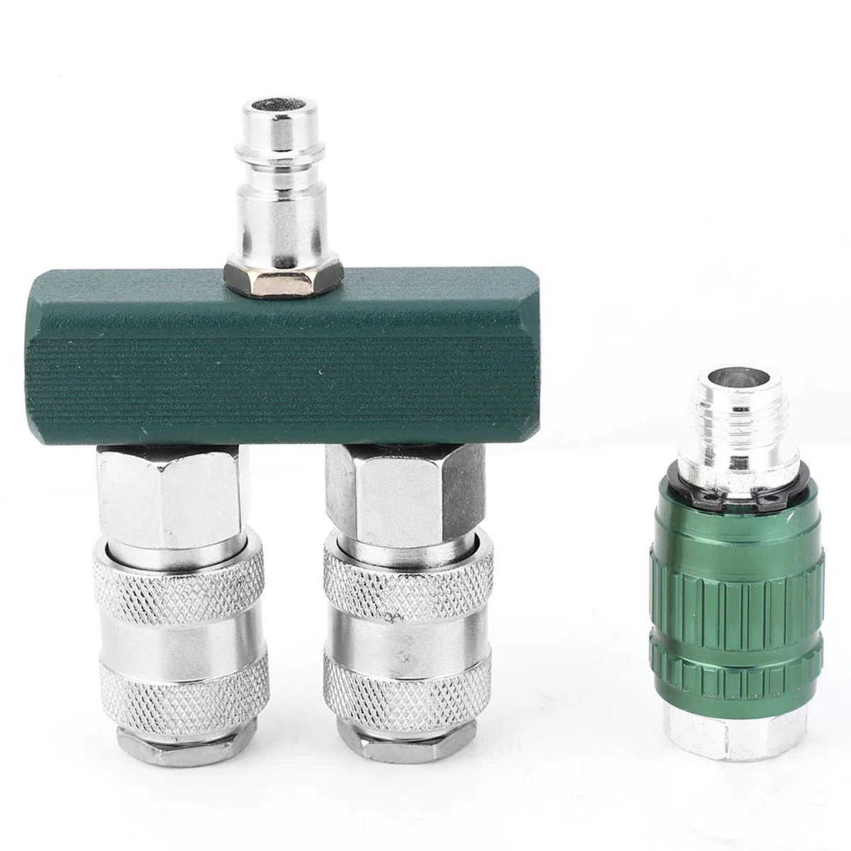 Separatore a 2 Vie per Aria Compressa con Connettori Girevoli Raccordi Utensili Pneumatici 1/4 NPT
