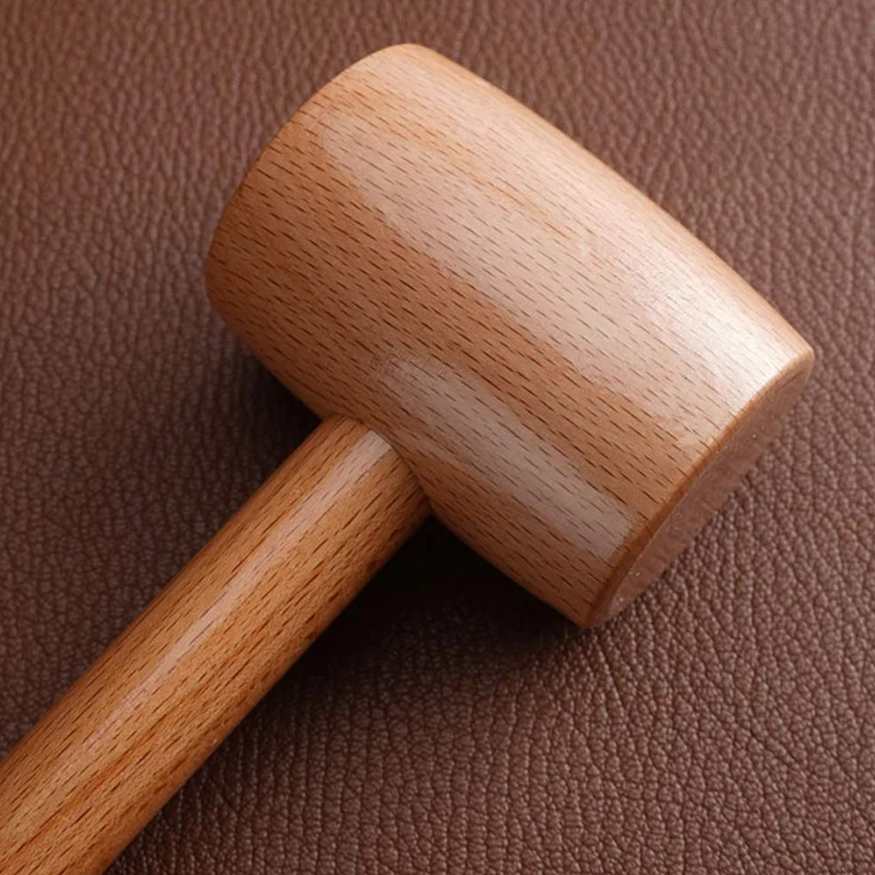 Martello in Legno Resistente, per la Lavorazione del Legno e Stampa su Pelle, con Manico in Legno di Faggio Ergonomico, Peso 185g, Lunghezza 295mm