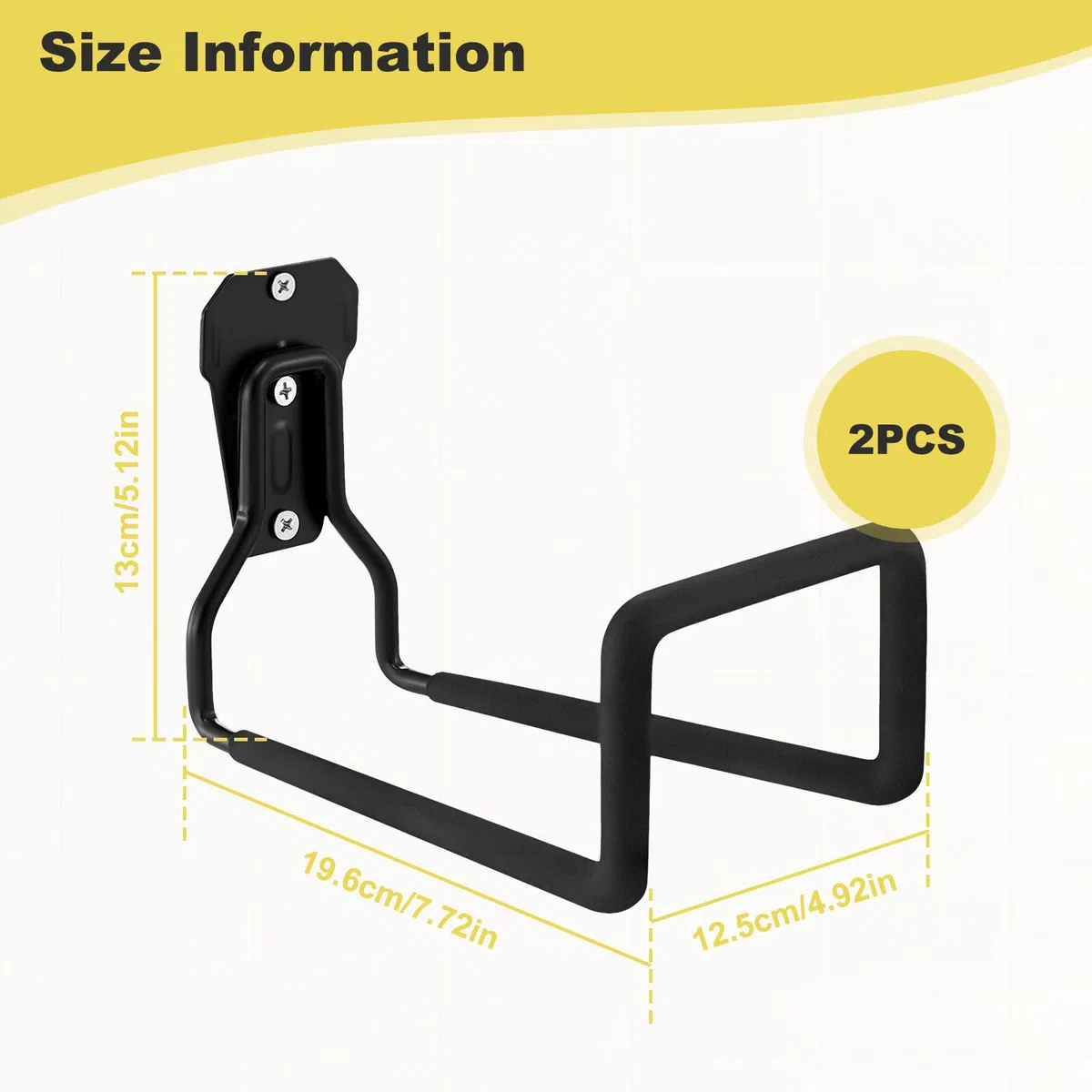 2 Pcs Porta Tubo Giardino Metallo, Supporto Tubetto Flessibile Appendere Parete, Ganci Tubone Acqua Ferro Robusti, Utensili Organizzazione Domestico Durevole per Esterno, Garage, Biciclette (Nero)
