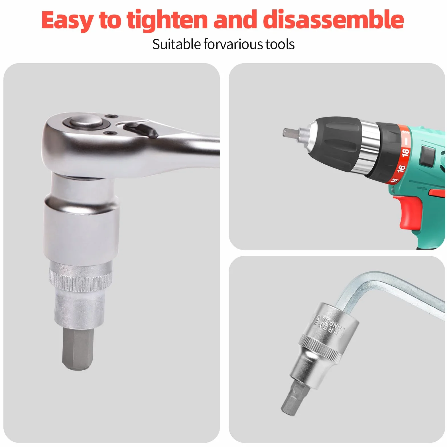 12 Pezzi Set di Bussole a Bussola Esagonali,Set di Bussole Esagonali 1/2,Bussole in Acciai per Utensili da 5-22 mm con Custodia Portatile,Anticorrosione per Uso Automobilistico e Industriale (Rosso)