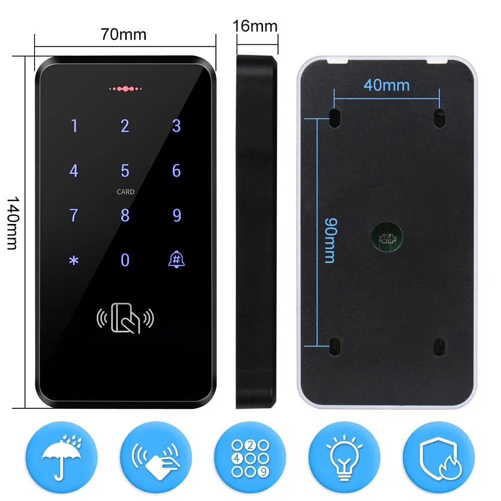 S20 Controller di Accesso Sistema di Controllo Accessi, Tastiera Retroilluminata RFID Apertura Porta Password IP68 Impermeabile Lettore di Schede 125 kHz con 10 Portachiavi EM4100