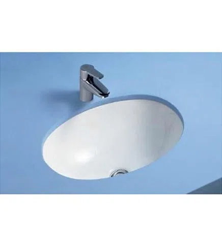 Lavabo lavandino ovale sottopiano da incasso in ceramica bianca, misura cm.57