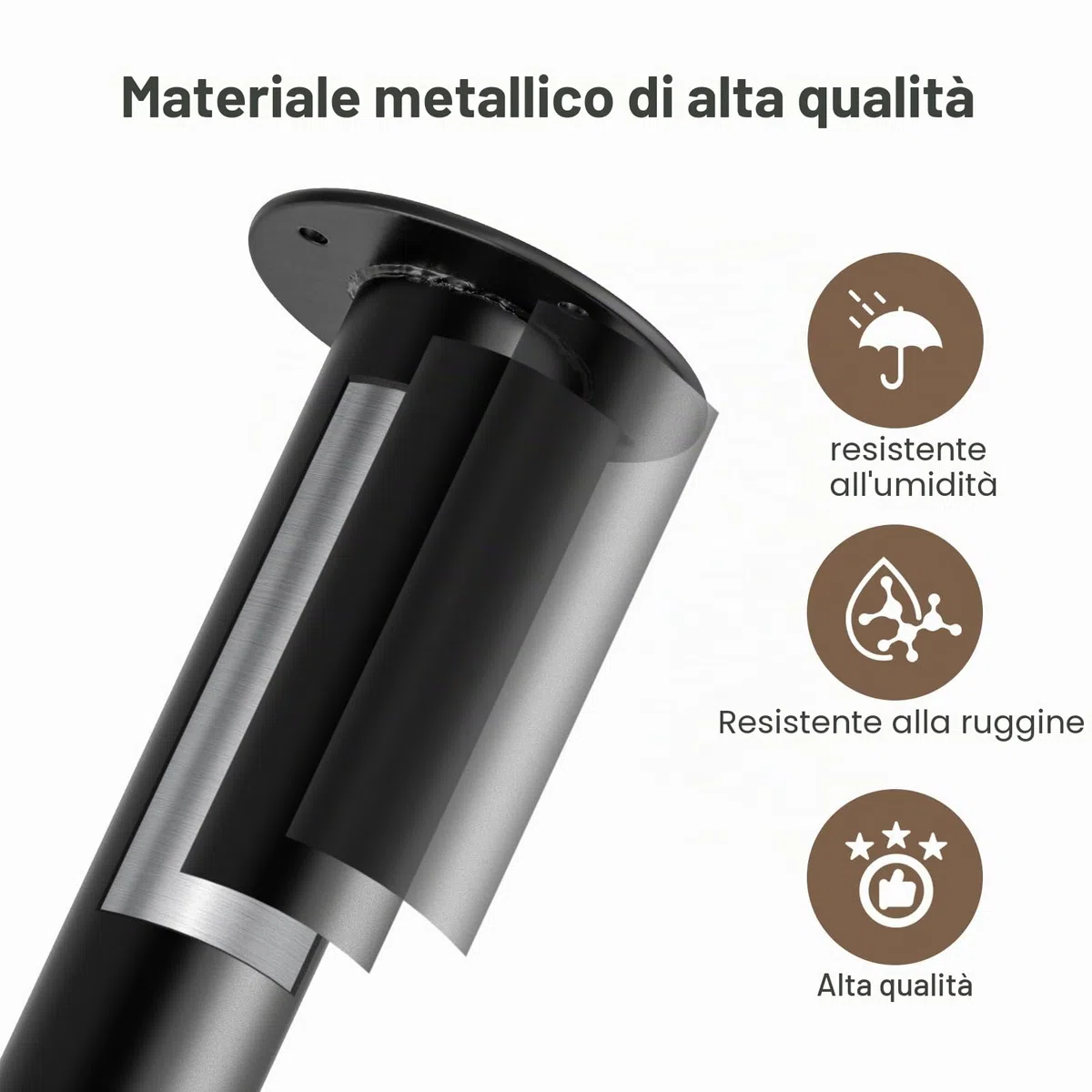 Gambe telescopiche da 710-1100 mm, regolabili in altezza, in metallo, colore nero
