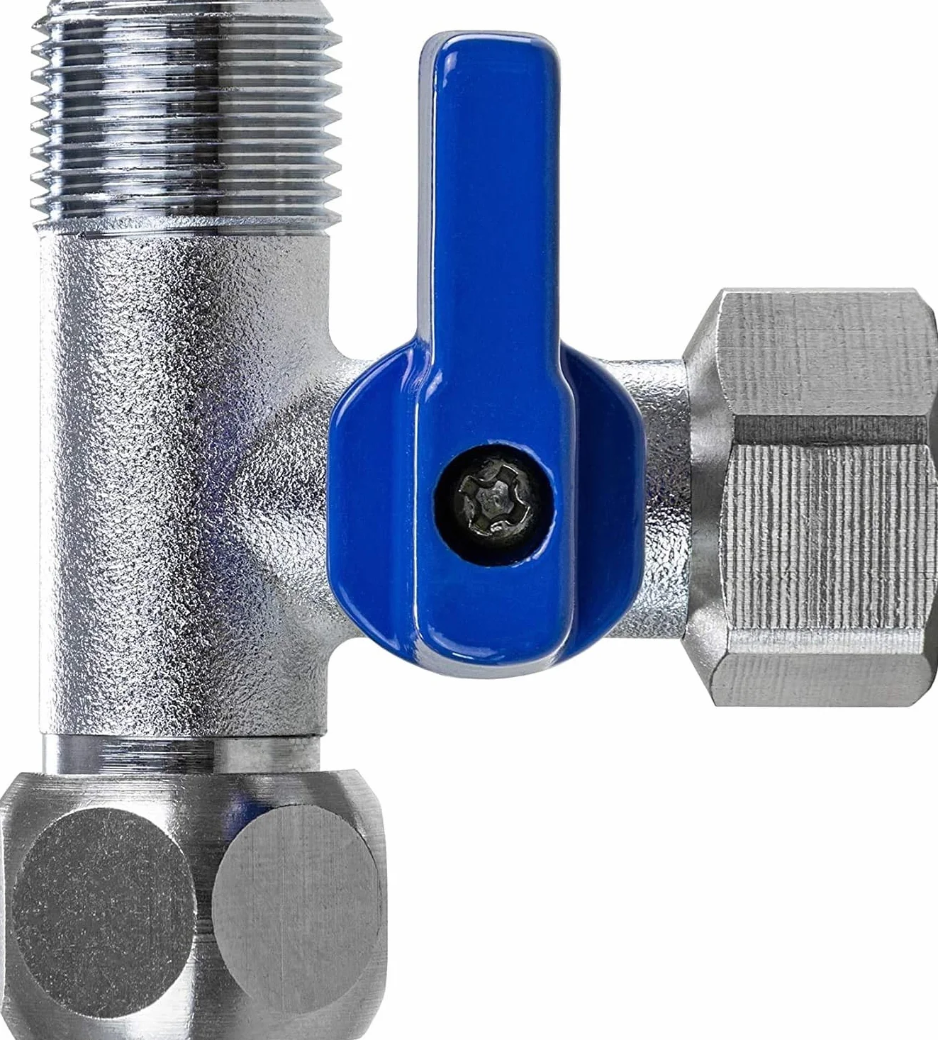 Rubinetto di intercettazione, valvola di arresto adattatore a T, diverse misure per il collegamento di filtro dell'acqua, osmosi inversa, frigoriferi side-by-side, dimensioni: (3/8 AG x 8 mm x 3/8 ÜM)