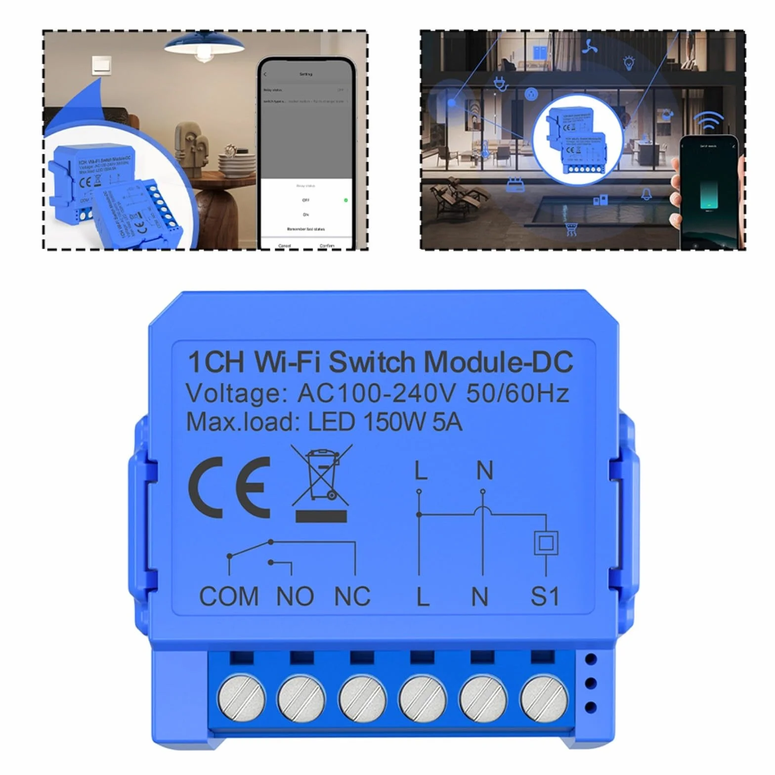Modulo di commutazione Smart Relè per Tuya per WIFI per collegamento a secco senza contatto Smart Switch a bassa tensione (AC110V-240V)