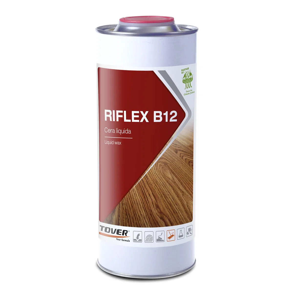 TOVER, Riflex B12, Cera liquida per parquet, Rinnova pavimenti in legno rovinati, Idrorepellente, 1 L, 1 unità