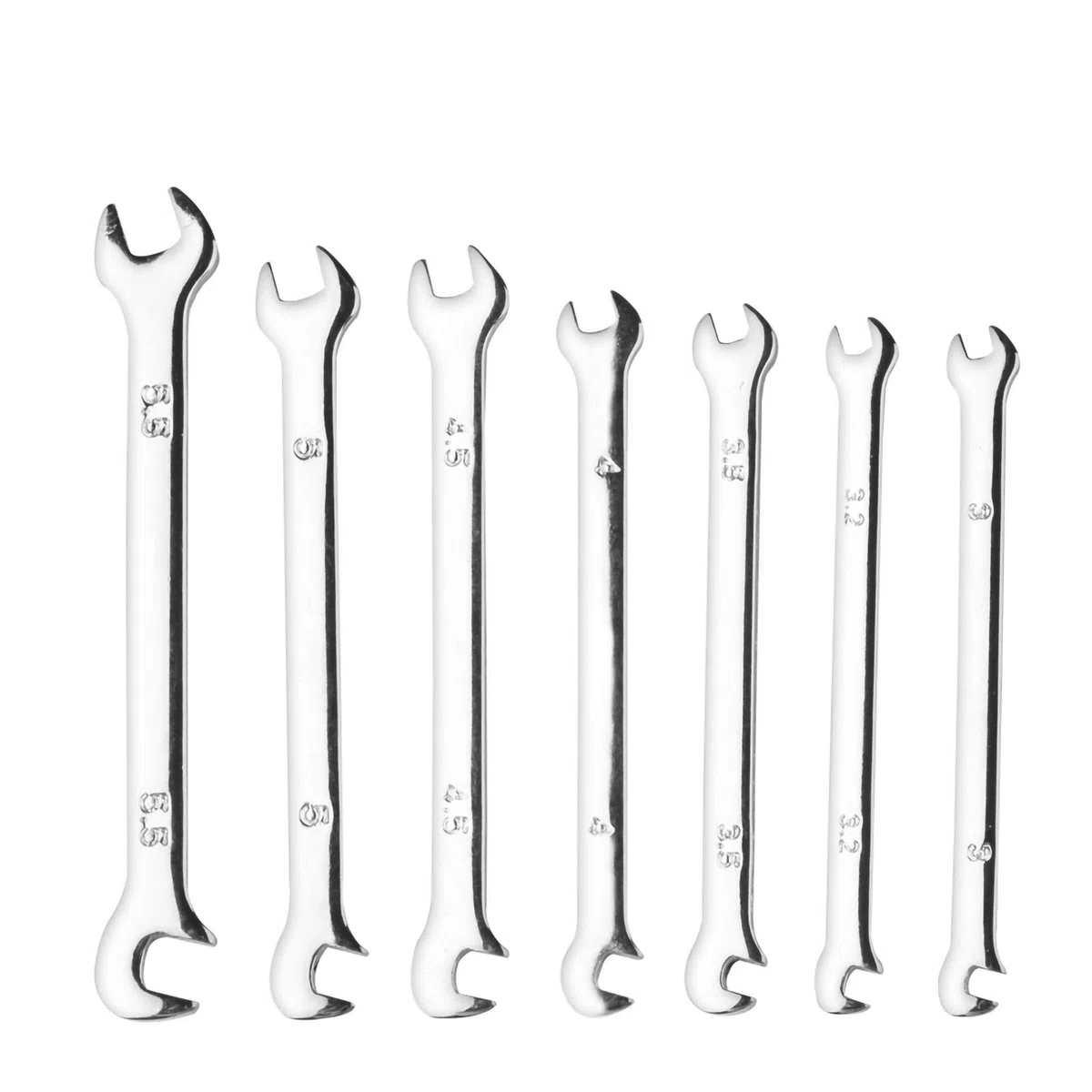 Larcele Mini Chiavi Combinate Metriche, Set di 7 Chiavi a Forchetta Doppia 3-5.5 mm, Acciaio CR-V MNBS-07