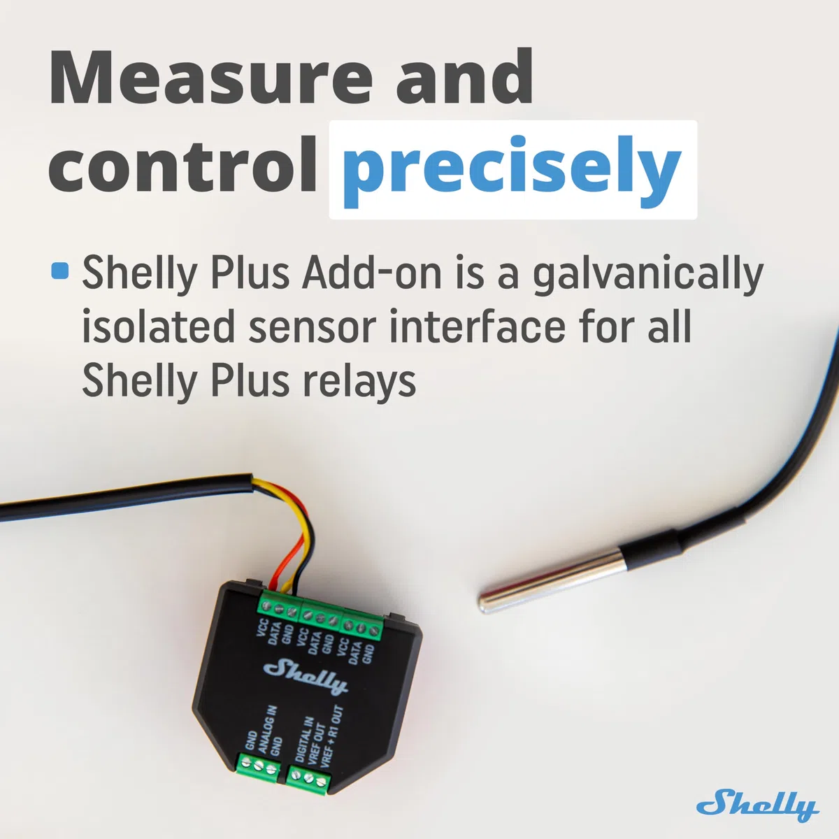 Shelly Plus Add-On, Modulo Aggiuntivo per Dispositivi Shelly Plus, Gen3 e Gen4, Temperatura e Umidità, Domotica, Sensori DS18B20, DHT22, Arduino, Ingressi Analogici e Digitali, Nessun Hub Richiesto