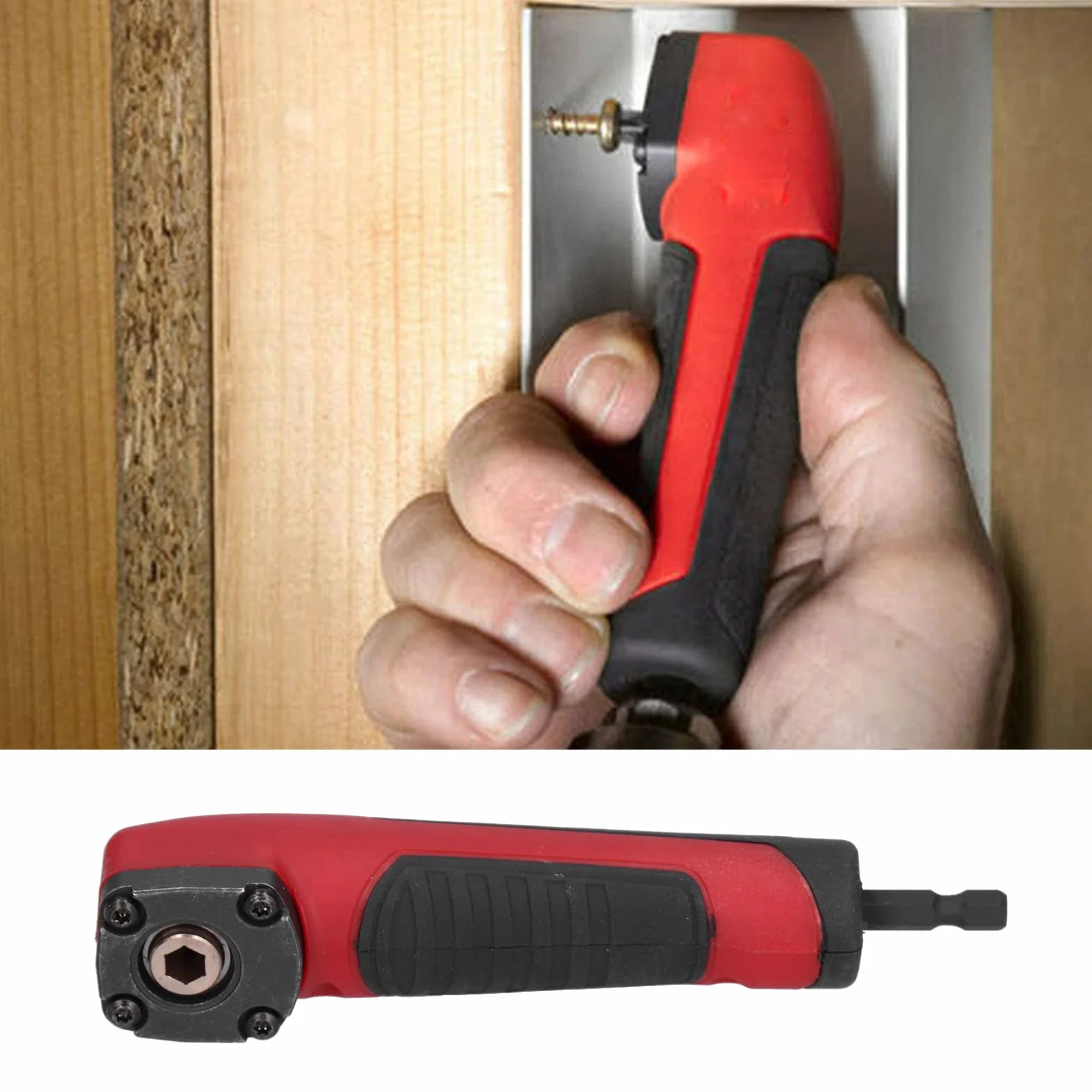 Adattatore Ad Angolo Retto Shockwave, Adattatore per Trapano Avvitatore a Percussione Rosso Multifunzionale a 90 Gradi Adattatore per Attacco Trapano Ad Angolo Retto