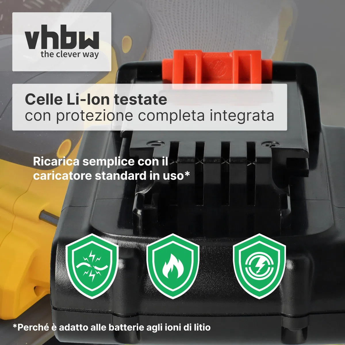 vhbw Batteria sostituisce Black & Decker BL1318, BL1518, BL2018, BL4018 per attrezzi da lavoro (2000mAh, 18V, Li-Ion)
