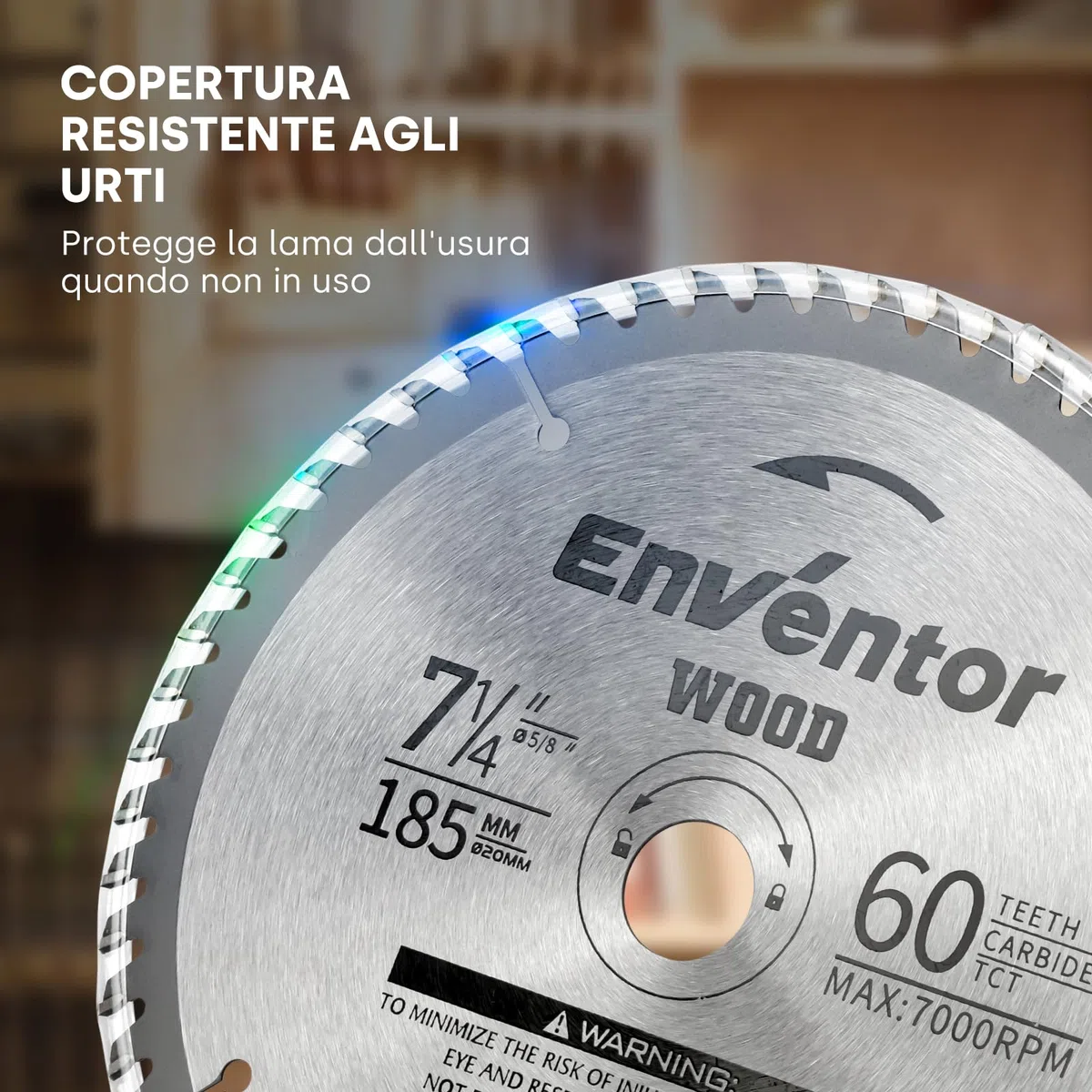 Enventor 3PCS Lama Sega Circolare per Legno 24T/40T/60T, 185mm x 20mm, Punta in Carburo di Tungsteno, Lama Sega Circolare per il Taglio del Legno, Compatibile con Enventor Seghe Circolari