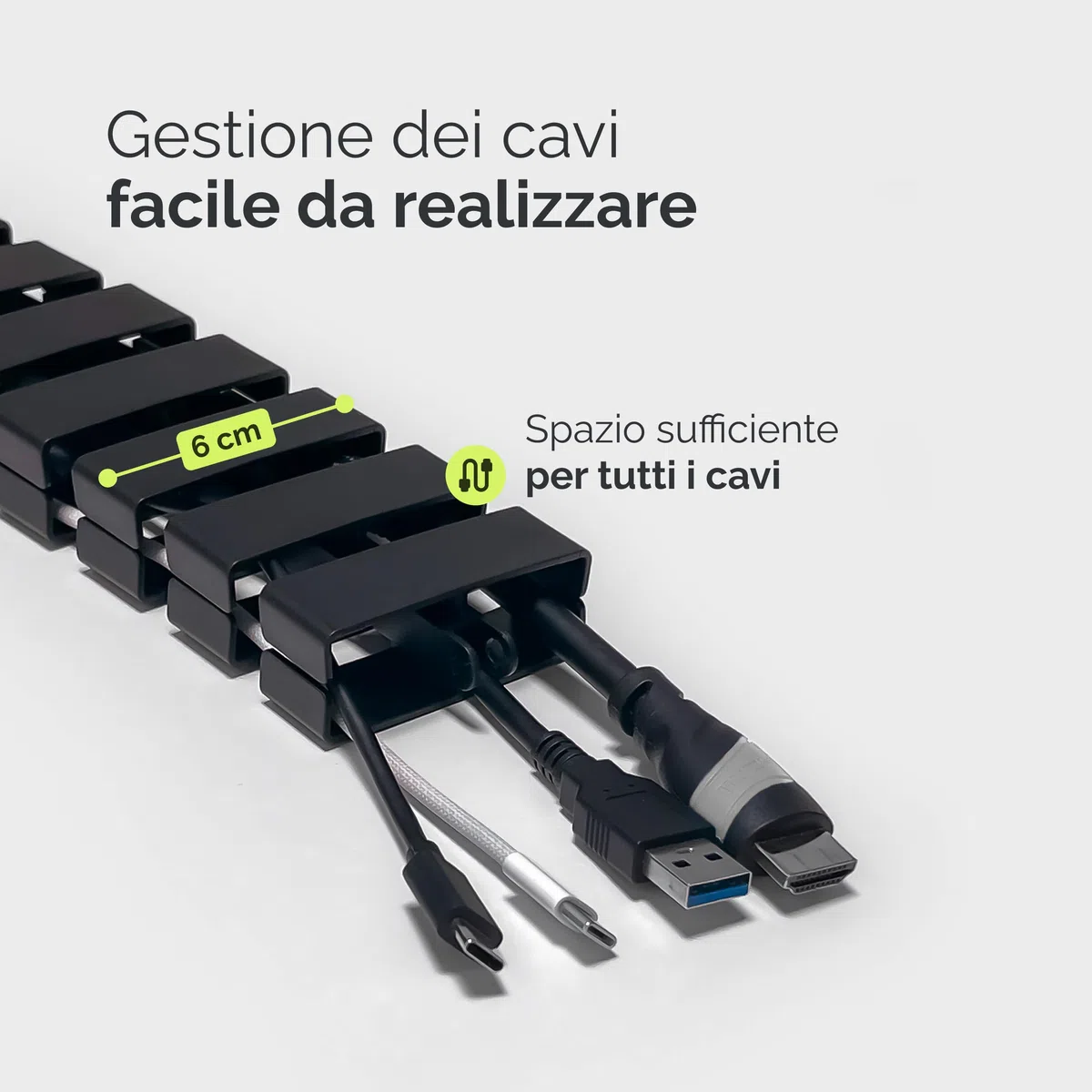 VALU canalina passacavi per scrivanie fino a 125 cm – stabile, flessibile con catena magnetica – Gestione cavi scrivania regolabile in altezza e fissa – base in acciaio e gommini antiscivolo