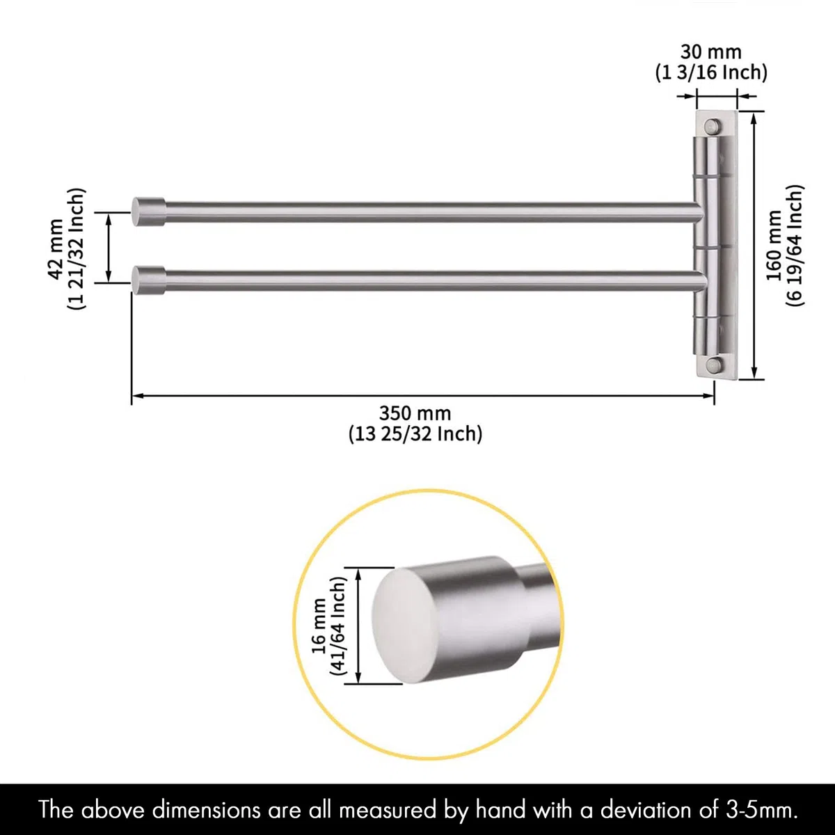 KES Portasciugamani Girevole SUS304 Portasciugamani da Bagno in Acciaio Inox con 2 Barre Girevoli Finitura Spazzolata a Parete, A2102S2-2