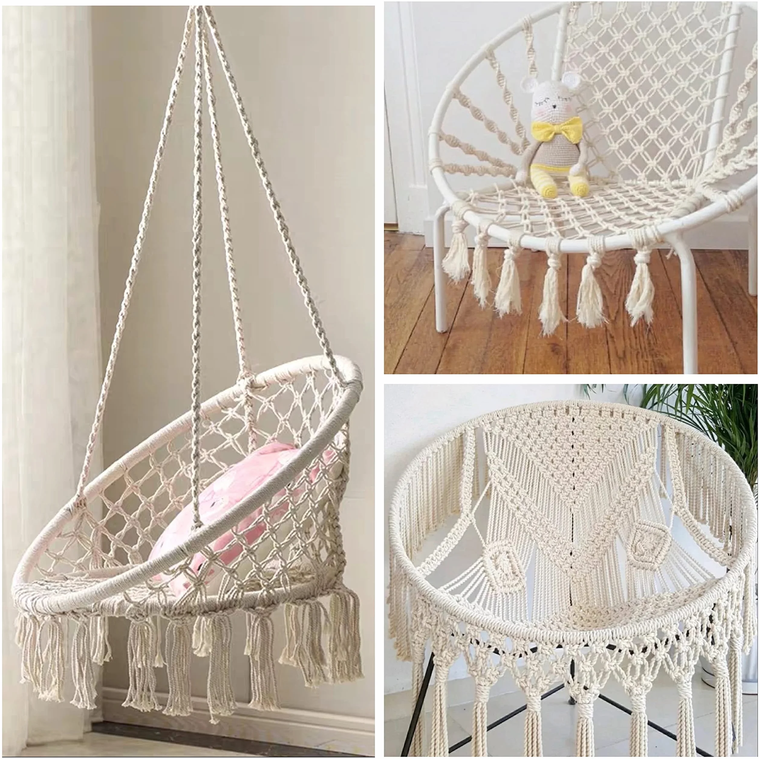 Corda spessa 12mm macramè corda bianca 10M morbida corda di cotone per giardino corda macramè kit appendiabiti per piante beige
