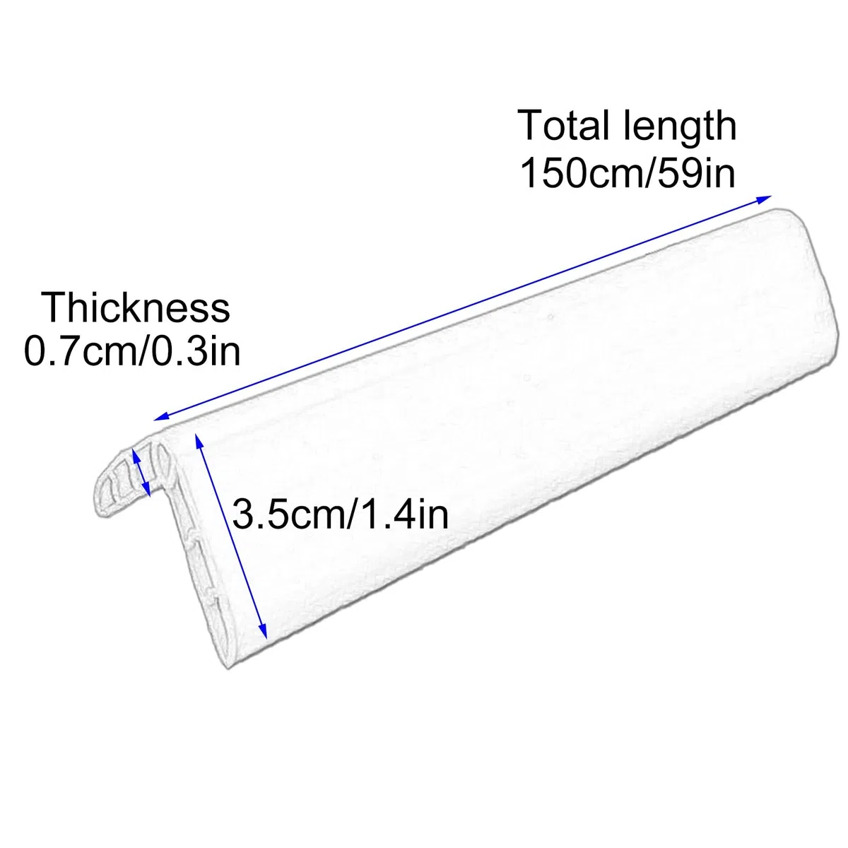 Profilo Angolare PVC, Paraspigoli Muro Autoadesive, Porose Anticollisione, Adatte per Angoli, Ringhiere e Bordi di Scale(Blue,3.5x150cm/1.4x59in)