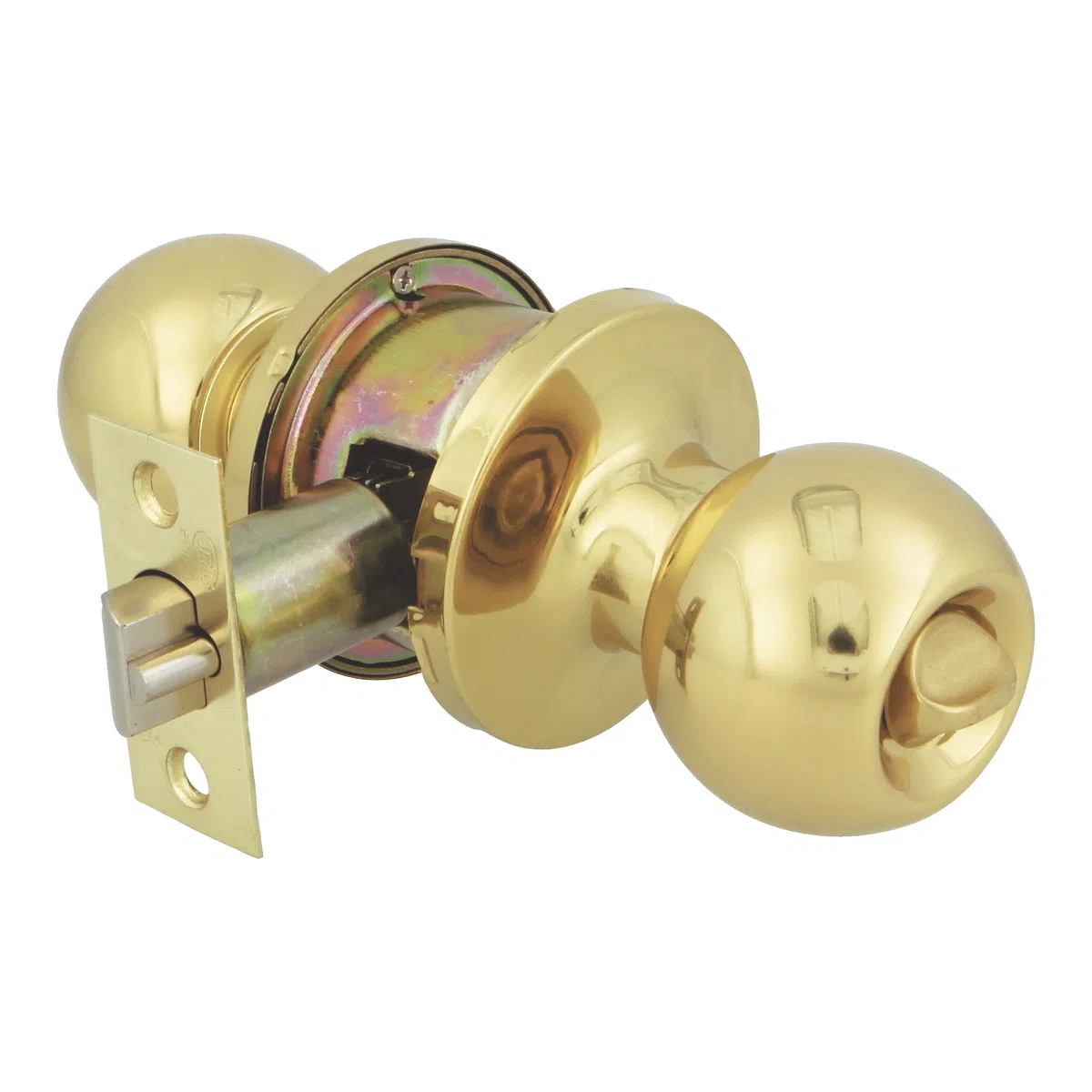 Amig - Set di Pomelli a Sfera con Serratura | Ingresso Sicuro con Chiave e Serratura Interna | Ottone Lucidato per Porte in Legno | Design Elegante e Robusto, Ottone Lucido, Standard