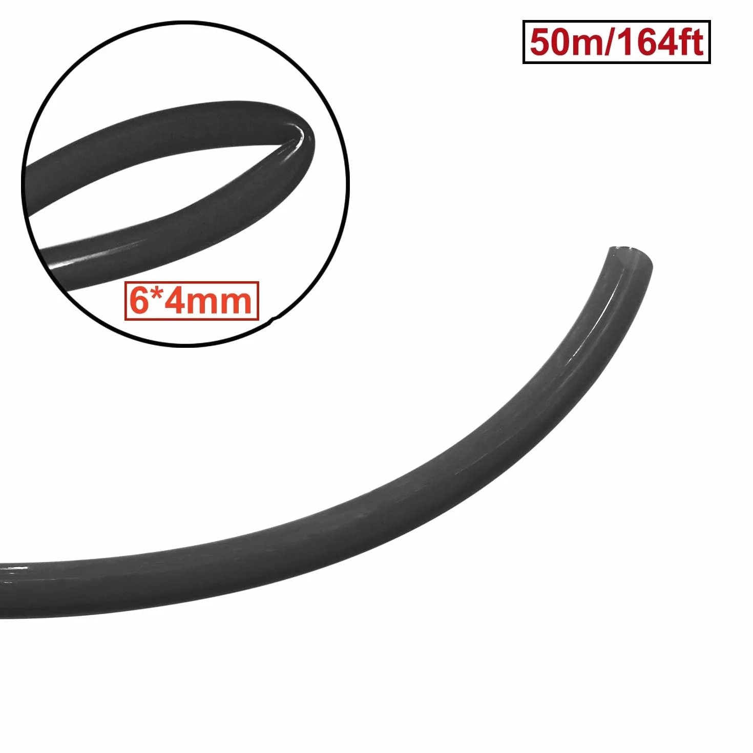 Tubo pneumatico in PU nero HUAZIZ 50 M, tubo pneumatico in poliuretano, tubo flessibile per aria compressa, esterno 6 mm x interno 4 mm + 1 pezzo di tagliatubi blu +1 pezzo di nastro in teflon rosa