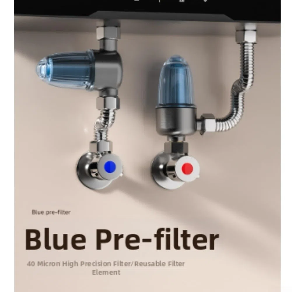 Pre-filtro per scaldabagno, indicatore luminoso integrato per bagno, accessori anticalcare, utilizzato in cucina e bagno (grigio (1019-2))