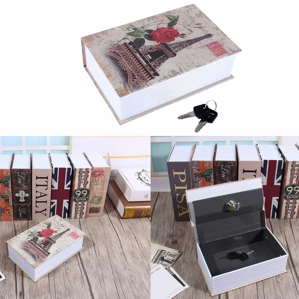 Cassaforte a forma di dizionario: la soluzione perfetta per nascondere contanti e gioielli. Realizzata in ABS e lega di alluminio, ha un design portatile.