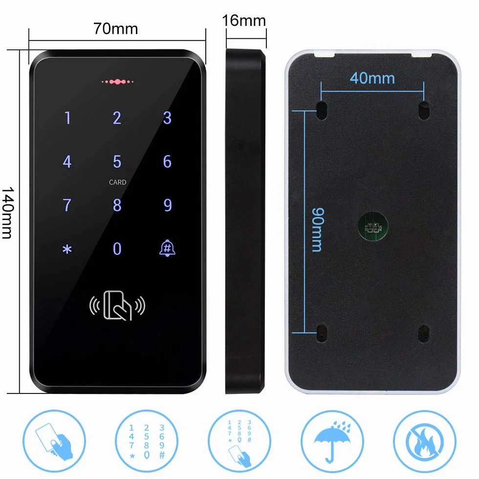 Lettore di Schede IP68 impermeabile RFID Accesso Controllo Tastiera WG26 / 34 125KHz Della Tastiera di Tocco + 10pcs EM4100 Telecomandi Portachiavi