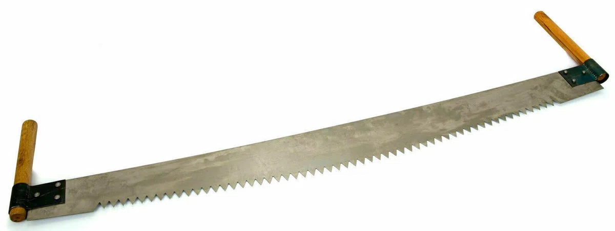 Sega per legno a due uomini, larghezza 100 cm, con 2 manici in legno, sega a muro, sega a mano, sega a mano in lamiera, sega a traino, prodotta in UE