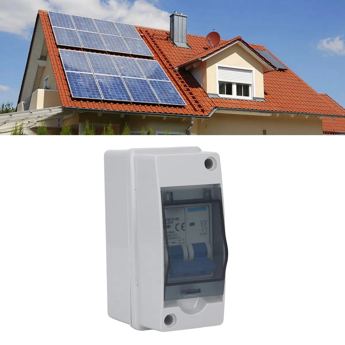 Interruttore Magnetotermico 40A DC Coperchio Protettivo Trasparente Interruttore Magnetotermico Miniaturizzato con Scatola di Distribuzione IP65 1000V