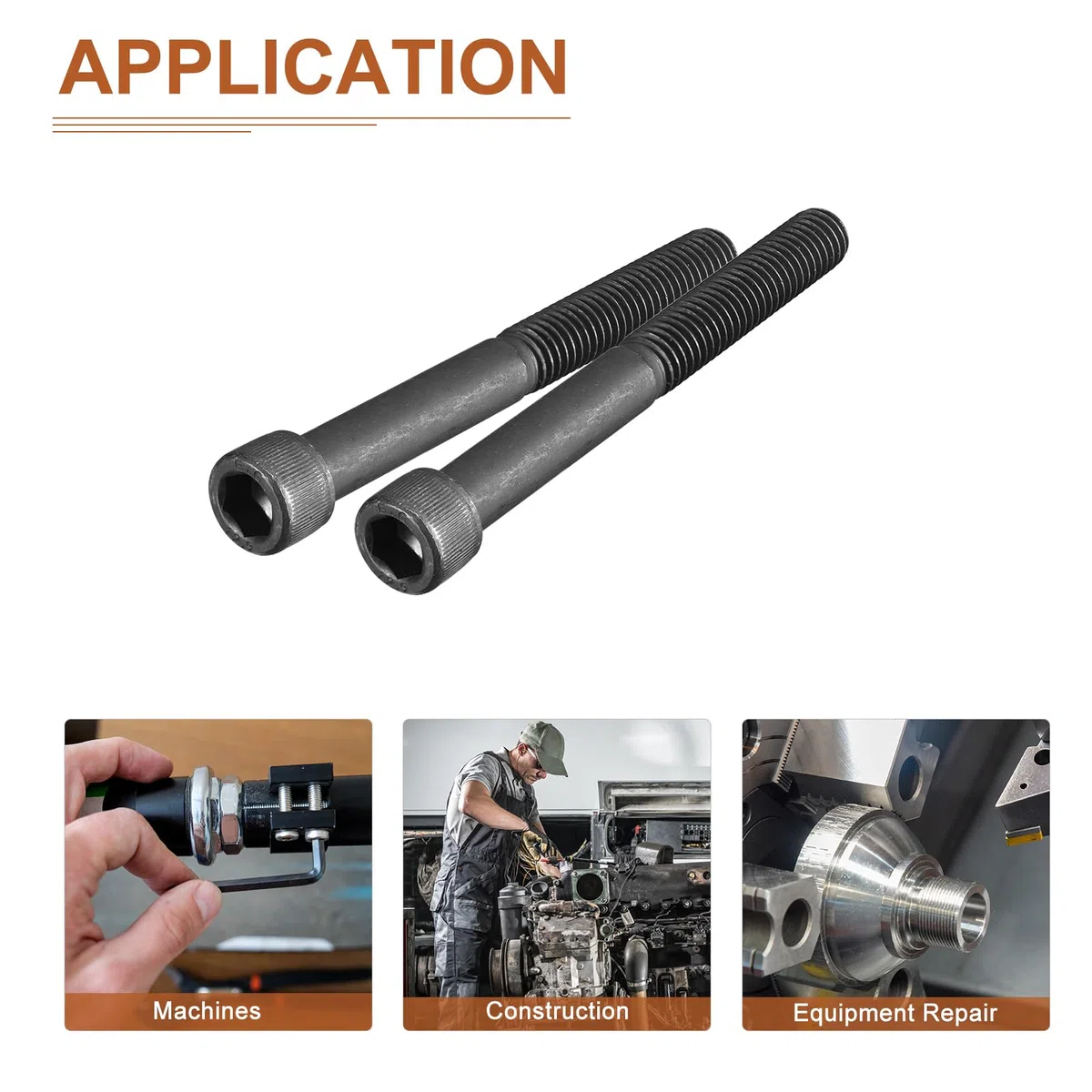 DTGN 3/8-16x3-1/2" (DxH) Vite a Testa Esagonale con Presa a Incavo - 10pz - Viti a Testa Esagonale in Acciaio al Carbonio 12.9 a Testa Tonda - Nero
