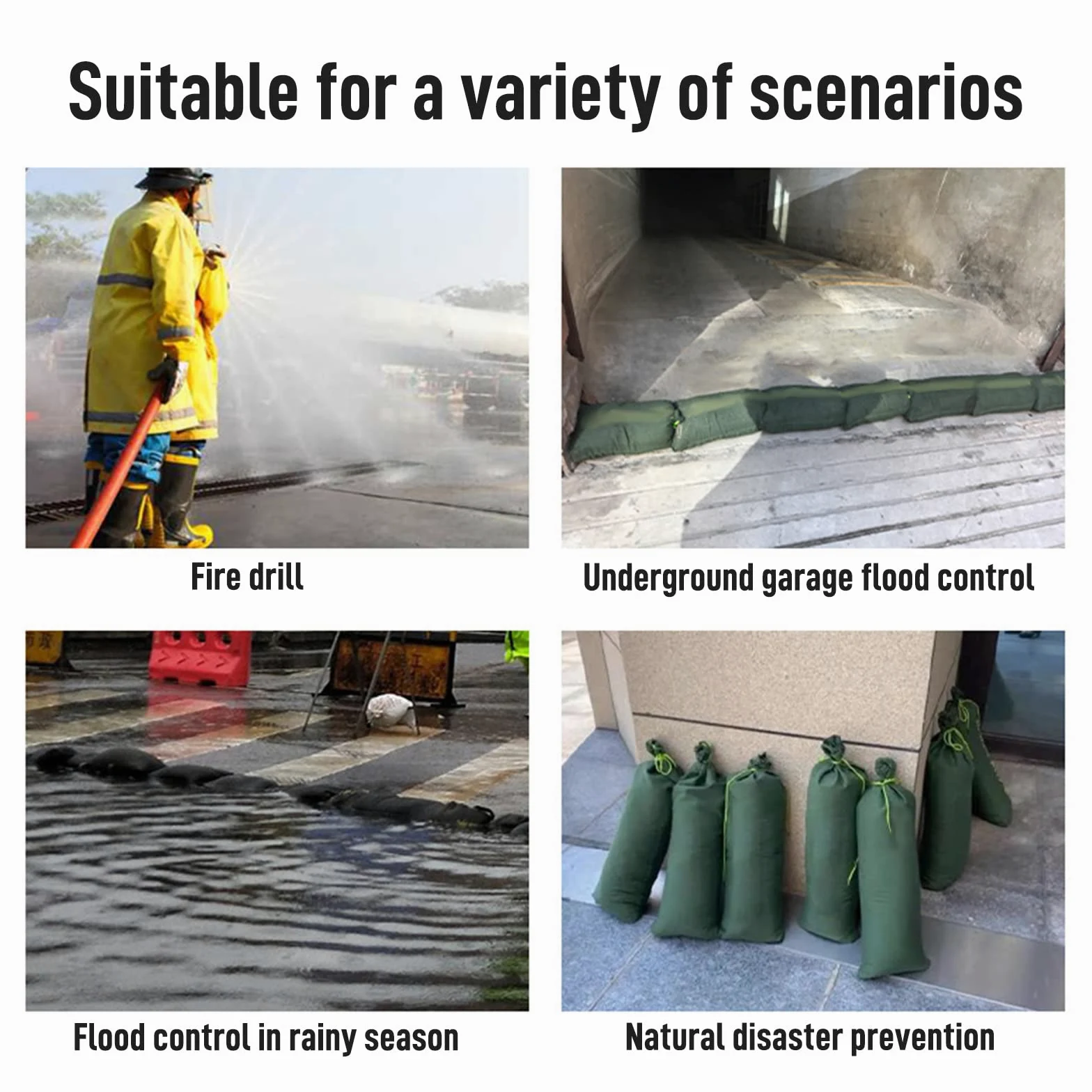 CAPRIZ 5Pcs sacchetti di sabbia inondazione barriera d'acqua sacchi di sabbia per inondazioni borse di sabbia di tela allargate con legami sacchetti di sabbia riutilizzabili ispessiti protezione