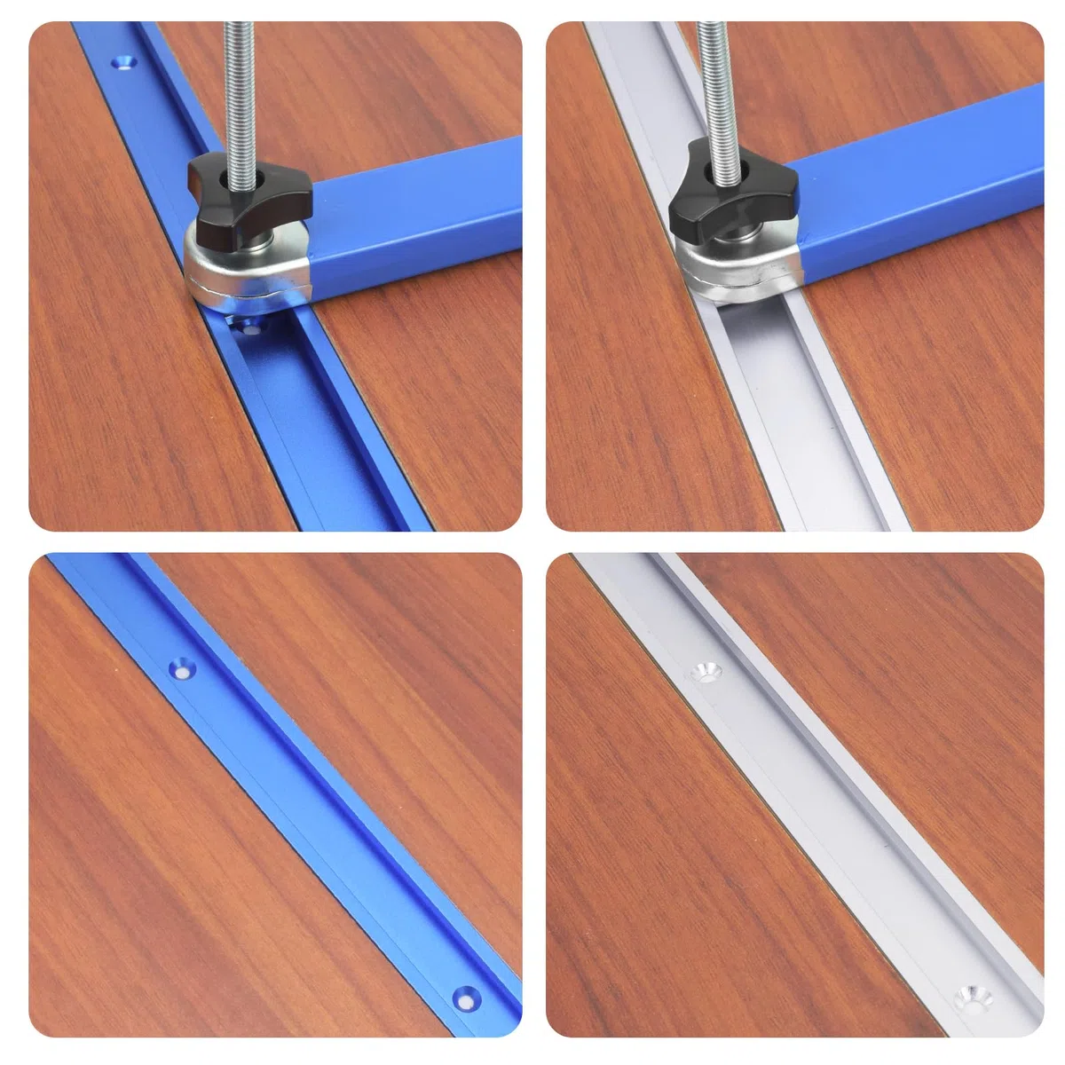BIGP 2 guide a T M8 400 mm, in lega di alluminio T-Track T, guida di montaggio, con cursore M8/M6, manico in plastica M8, 8 viti autofilettanti (blu)