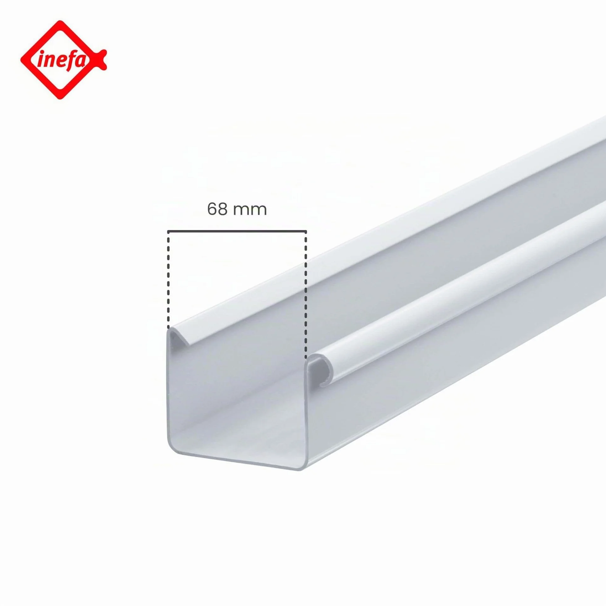 INEFA Grondaia squadrata in PVC 200 cm DN68 bianca, canale di gronda per gazebo, carport e casetta da giardino, gronda rettangolare in plastica