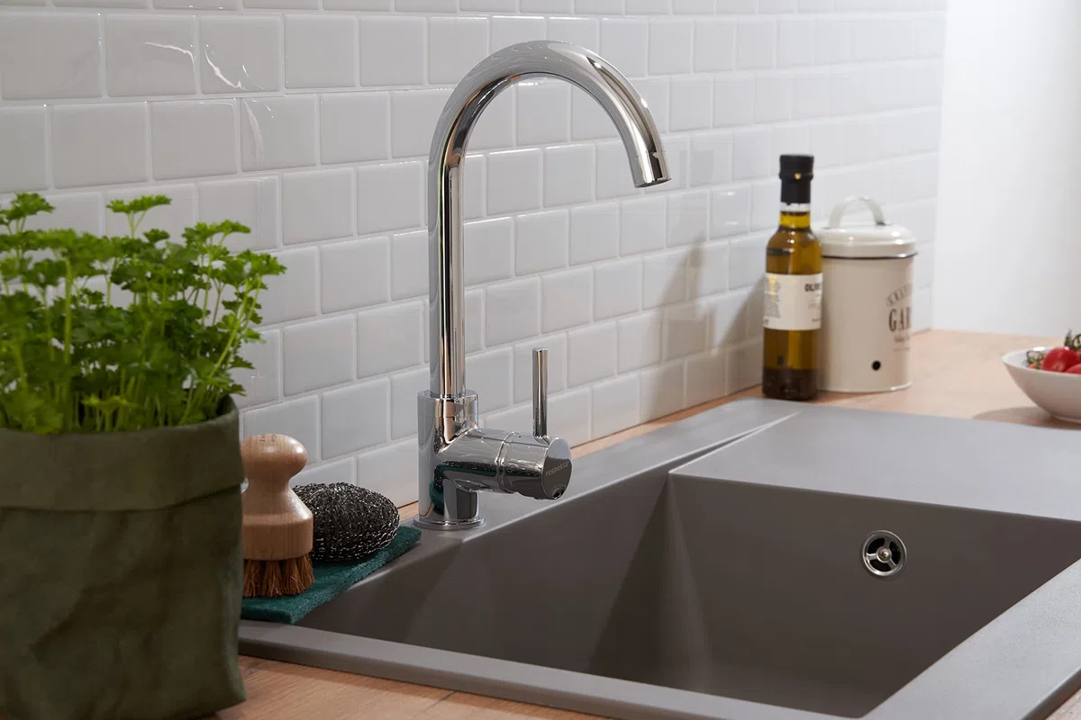Respekta Lavello da Cucina Denver in Mineralite Color Grigio Antracite, Lavello da Incasso con 1 vasca, dimensioni 86 x 50 cm, Lavello Adatto per Mobili Sottolavello da 60 cm di Larghezza