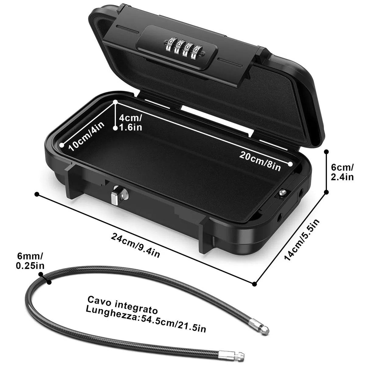 Cassaforte Portatile con Combinazione, [Impermeabile] Diyife Cassetta di Sicurezza Portatile, Mini Cassaforte da Viaggio con Corda Metallica Rimovibile per Casa, Ufficio, Spiaggia, Sampeggio, Gioielli