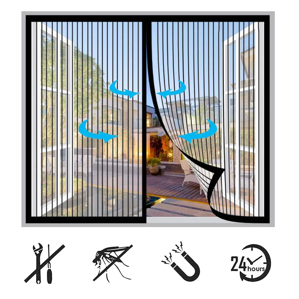 LUwen Zanzariera Magnetica Finestra, Zanzariere a Calamita per Finestre, Magneti Rete Anti Zanzare Chiusura Automatica, Facile Montaggio, per Finestre Porte