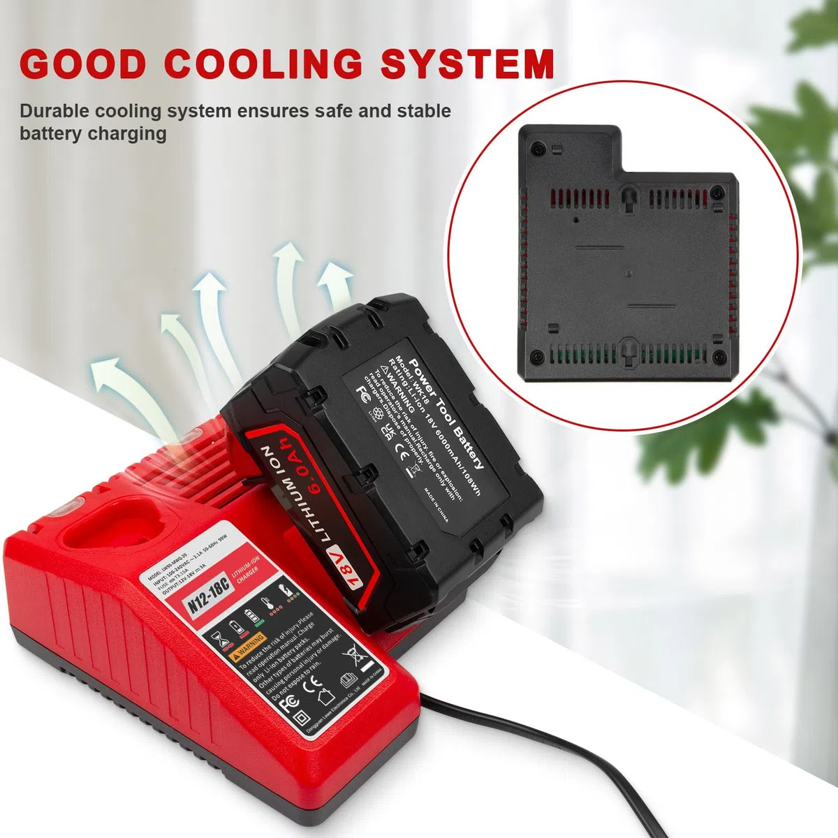 ASUNCELL Caricabatterie M12 & M18 per batterie Milwaukee M18, doppia porta per Milwaukee M12 e 18 V