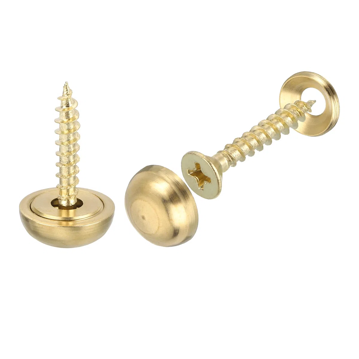 QUARKZMAN 30pz Viti Decorative Ottone Tono Oro, 15mm x 24.5mm (Head: 6mm), M4, Piatta, Completamente Filettato, 1.25mm Pitch, 30 Pezzi