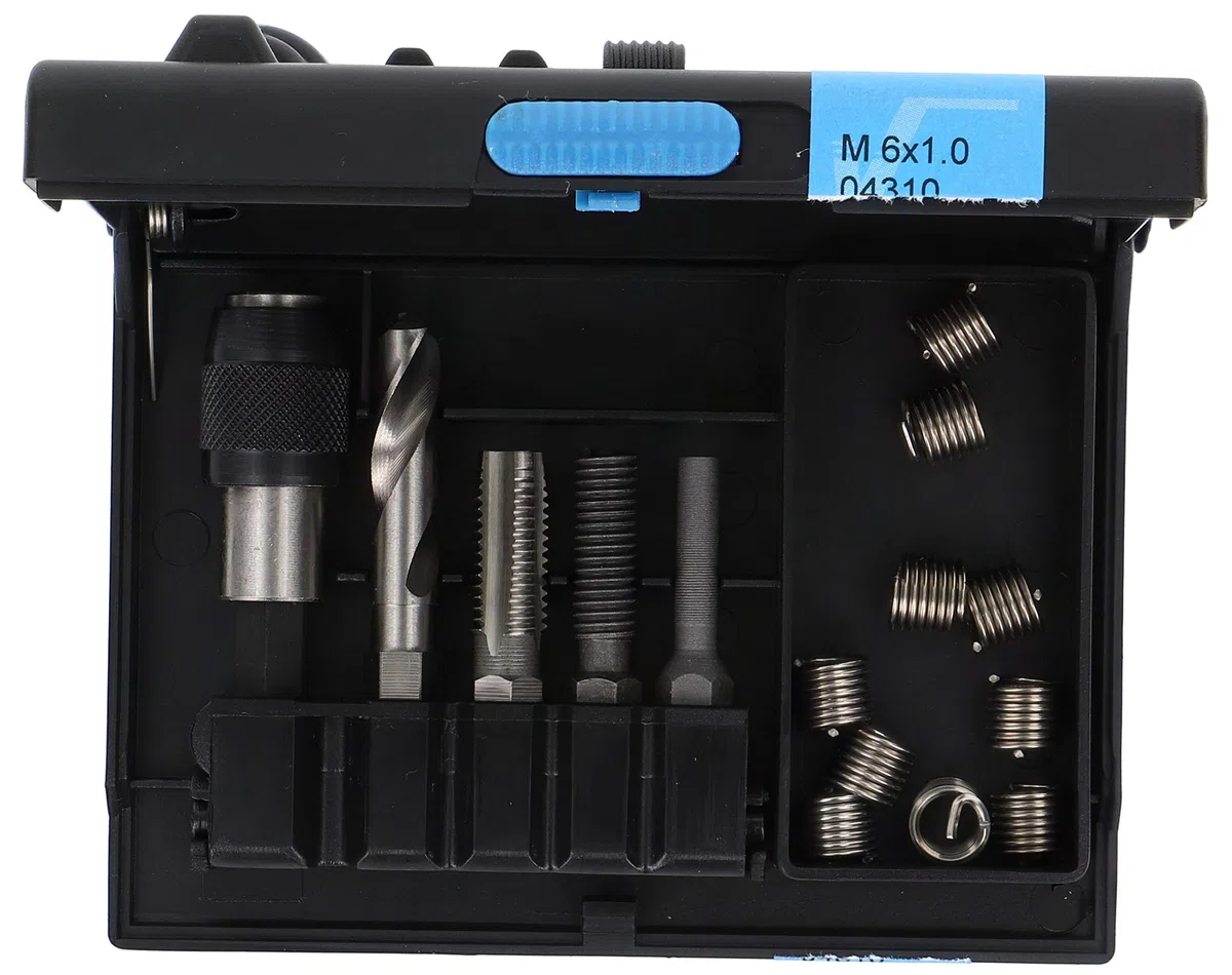 V-Coil - Kit di riparazione rapida per filetti, utensili dotati di codolo esagonale da 1/4", 6 x 1 mm