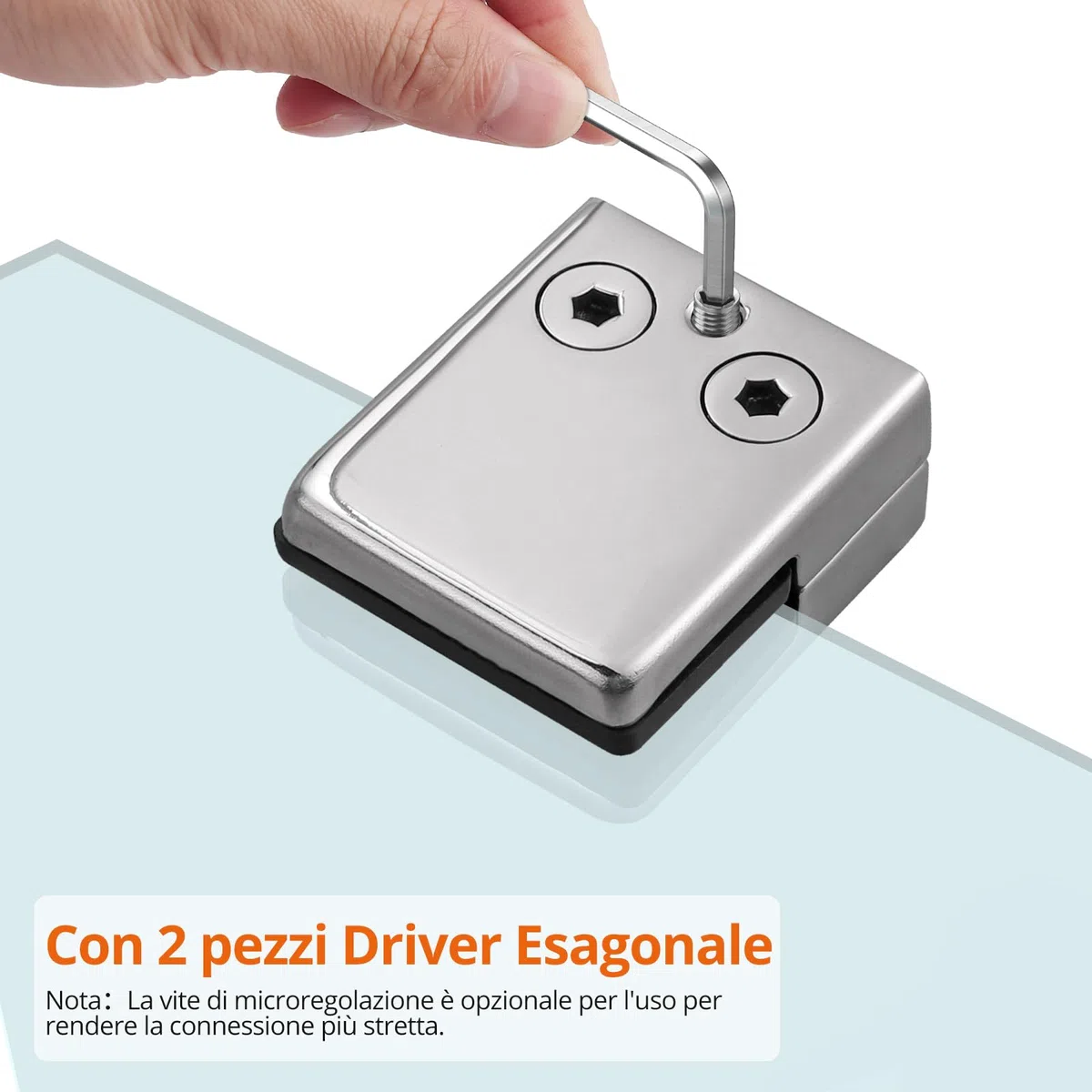 Proster 8 Pezzi Supporto Vetro 8-10mm Acciaio Inossidabile 304 Morsetto Vetro Regolabile Con Cacciavite per Ringhiera Balaustra Corrimano della Scala - Lucido