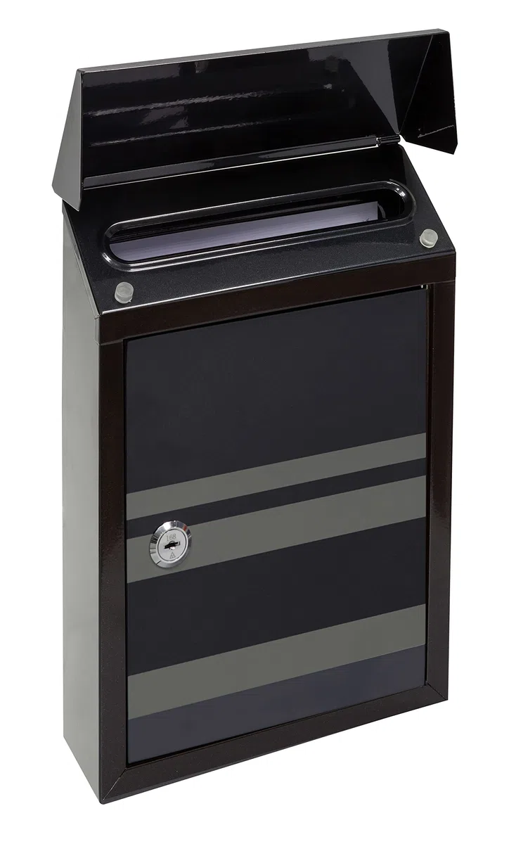 ARREGUI Smart Graphic E5724-STR Cassetta Postale Individuale in Acciaio con Serigrafia Decorativa "Lines", Cassetta Postale o Raccogliposta, Con 2 Feritoie, Dimensione S (DIN A5), Nero