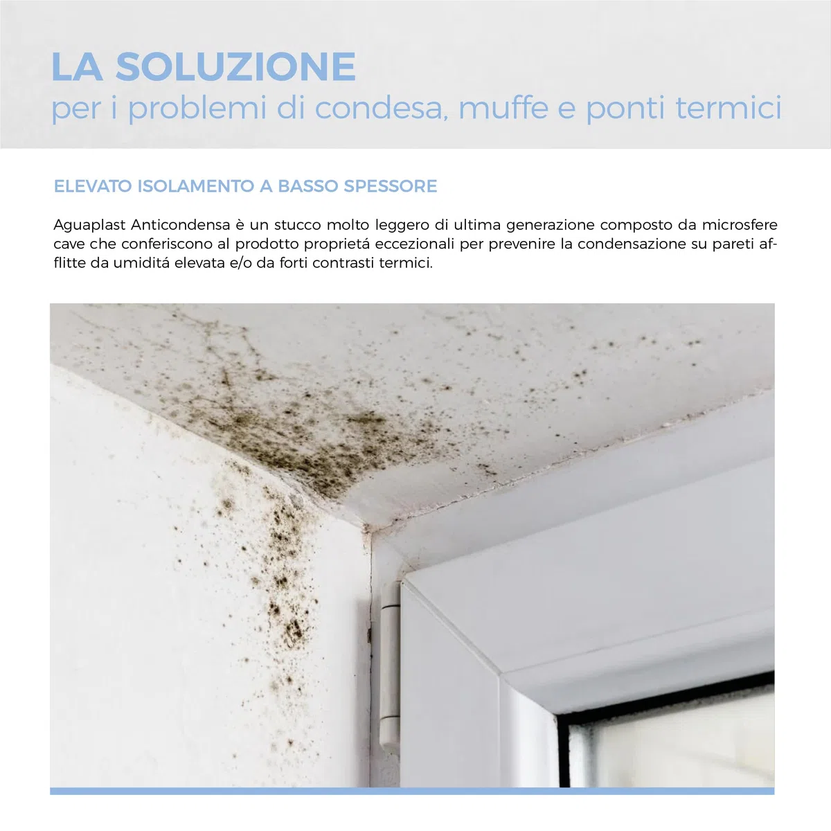 Aguaplast Anticondensa Stucco Termoisolante 3 kg – Protettivo Anti-Condensa e Anti-Muffa, Riduce Ponti Termici e Riverbero Acustico, Facile Applicazione a Spatola