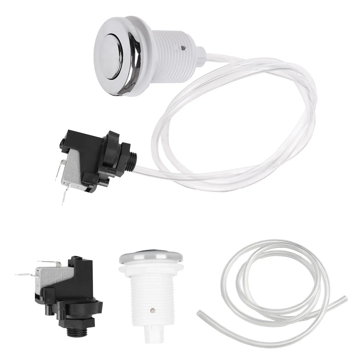 Tissting Interruttore di Pressione Aria, 250V Pulsante Tritarifiuti Interruttore Spazzatura Disposer Air Switch Kit Pulsanti Aria Tubi Interruttore a Pulsante per Bagno Vasca