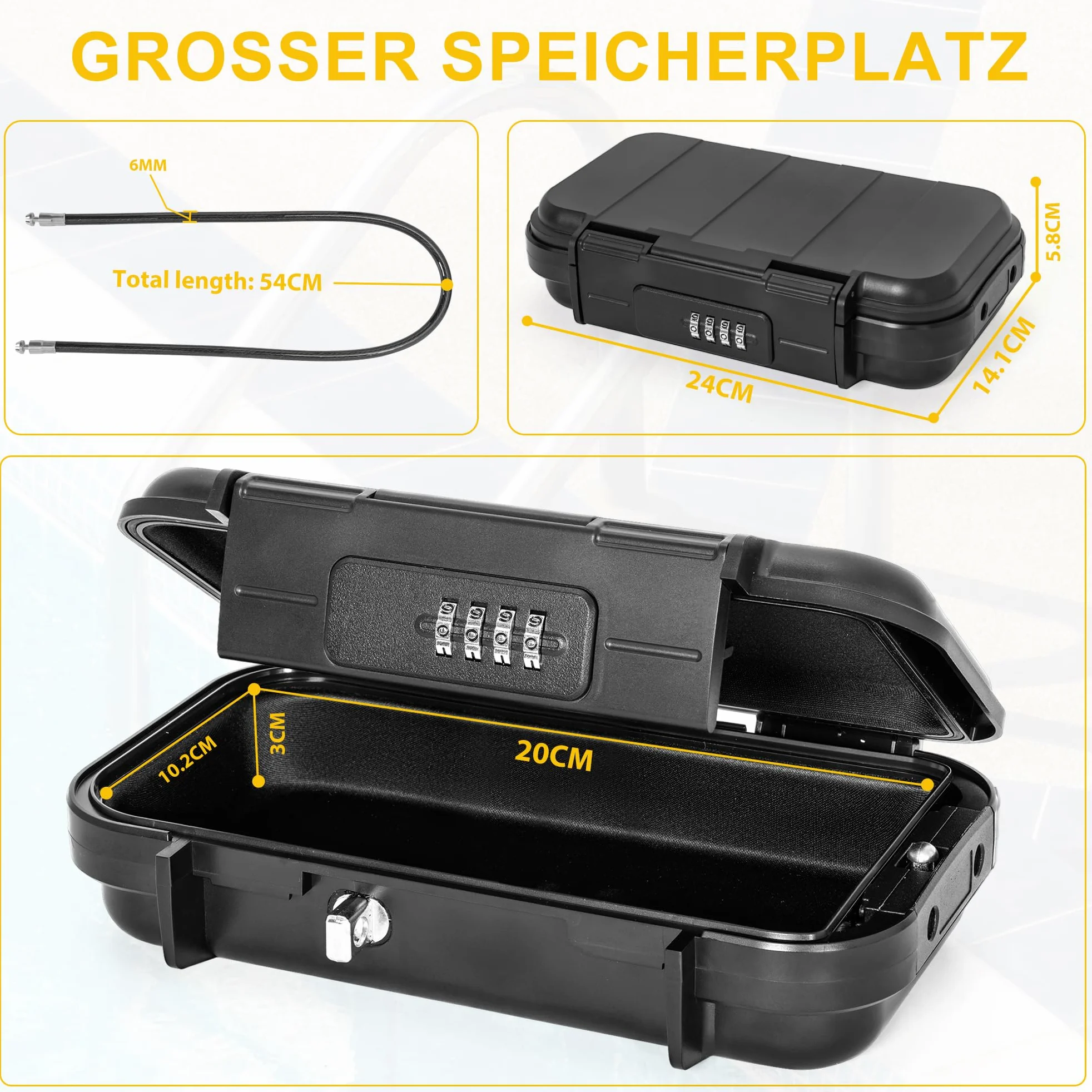 OUUTMEE Cassaforte portatile con lucchetto a combinazione