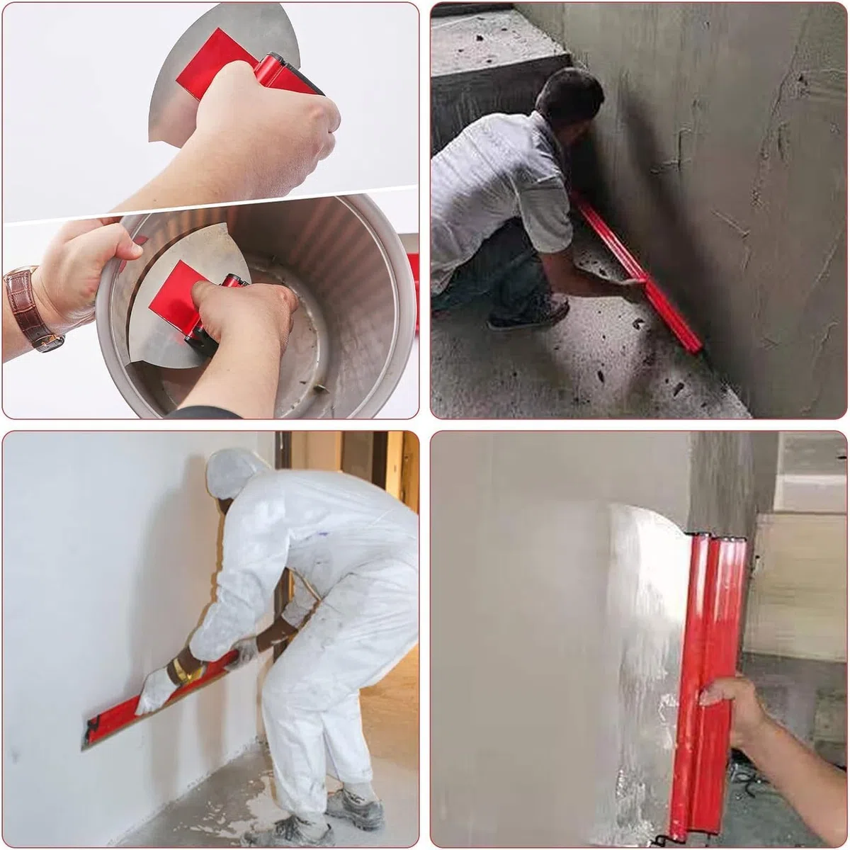 Spatola per Stucco Spatola in Acciaio Inox Kit Spatole per Lisciatura Spatola di Finitura con Maniglia di Estensione e Lama di Ricambio (25+40+60+80 cm)