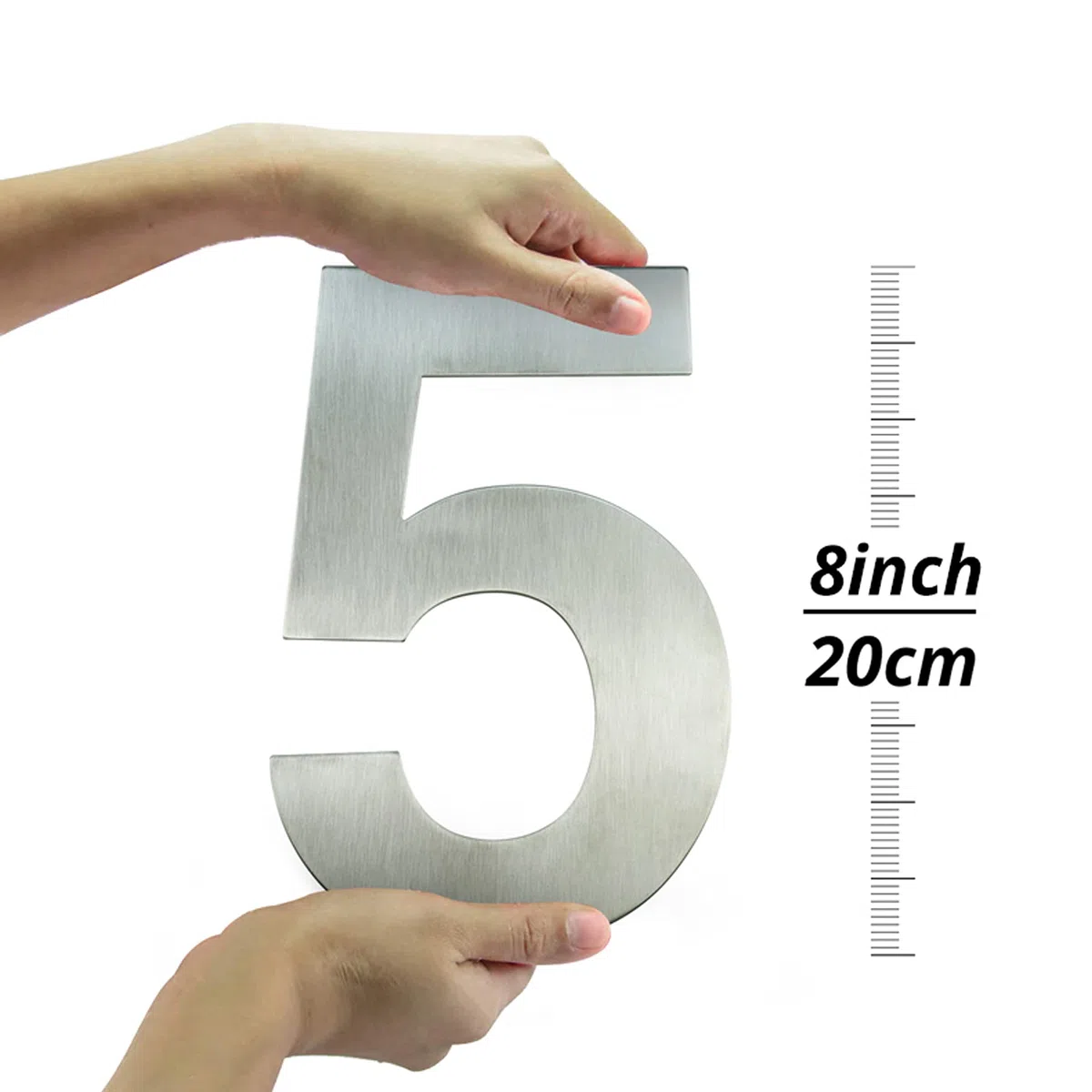 HASWARE Numero civico moderno in acciaio inossidabile spazzolato Elegante porta alfabeto placca Street Home Decor (8, 8 pollici argento)