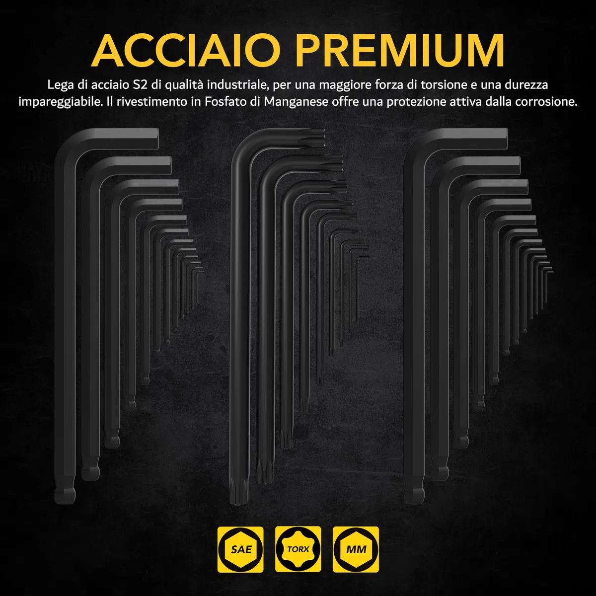 LEXIVON Set Master di Chiavi a Brugola, 35 Brugole Lunghe con Testa a Sfera | Confezione da 3 Set di Punte Metriche, SAE e Torx, Lega di Acciaio S2 di Qualità Industriale (LX-131)