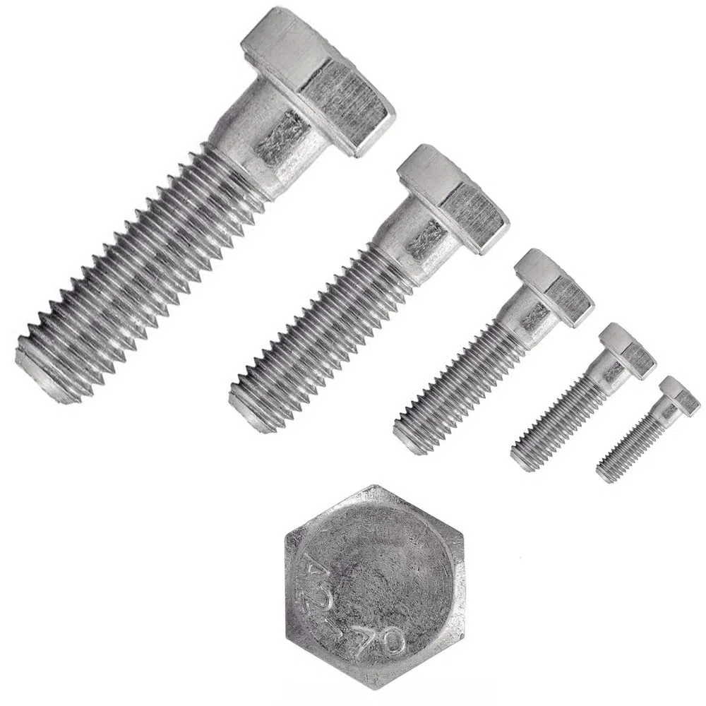 10 viti esagonali con codolo DIN 931, in acciaio inox A2-70 M, 14 x 180, in acciaio inox