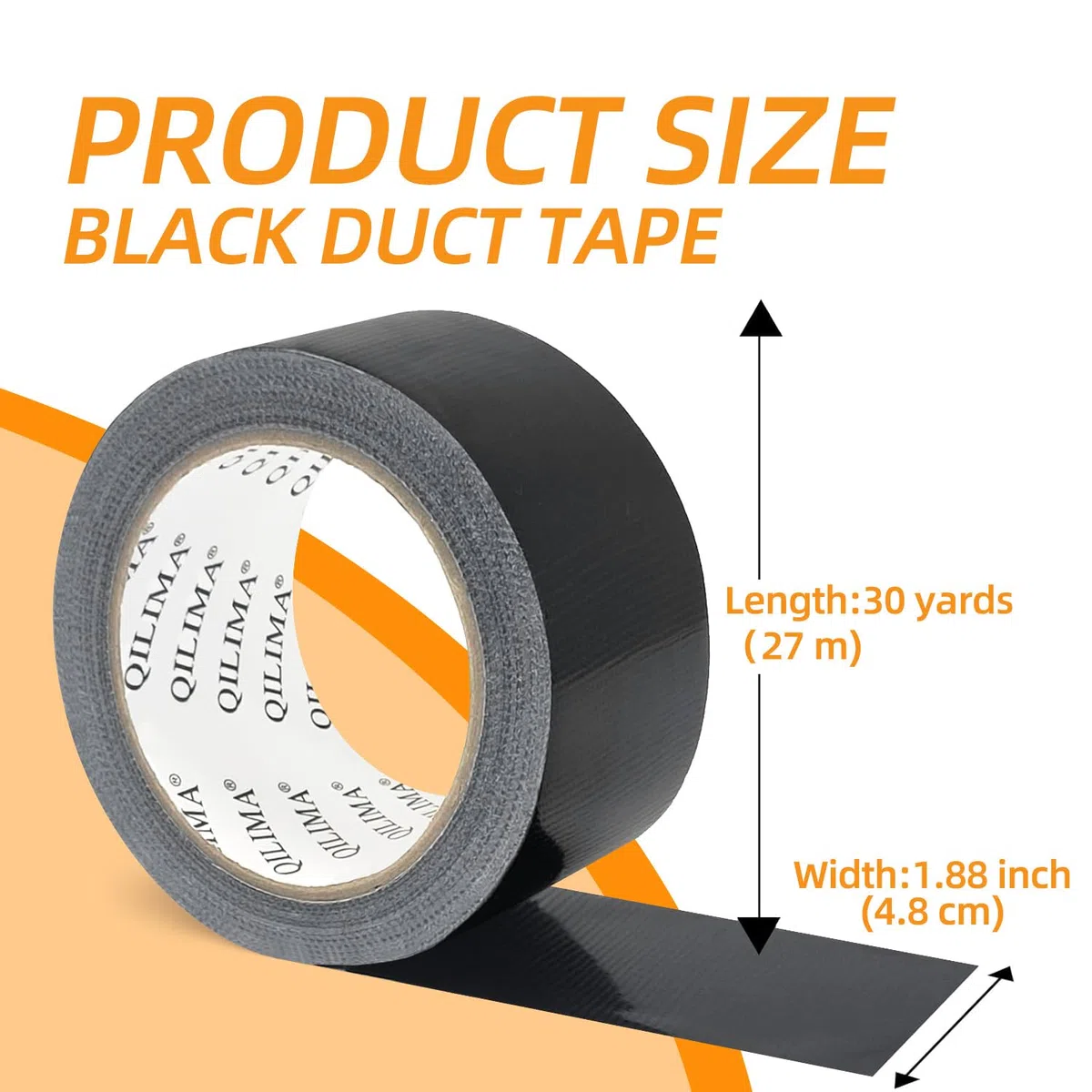 QILIMA 5 Rotoli Nero Nastro Adesivo Americano Impermeabile Duct Tape extra forte Nastro in Tessuto per riparazioni o decorazioni, scarichi e condotti 48mm x 27m